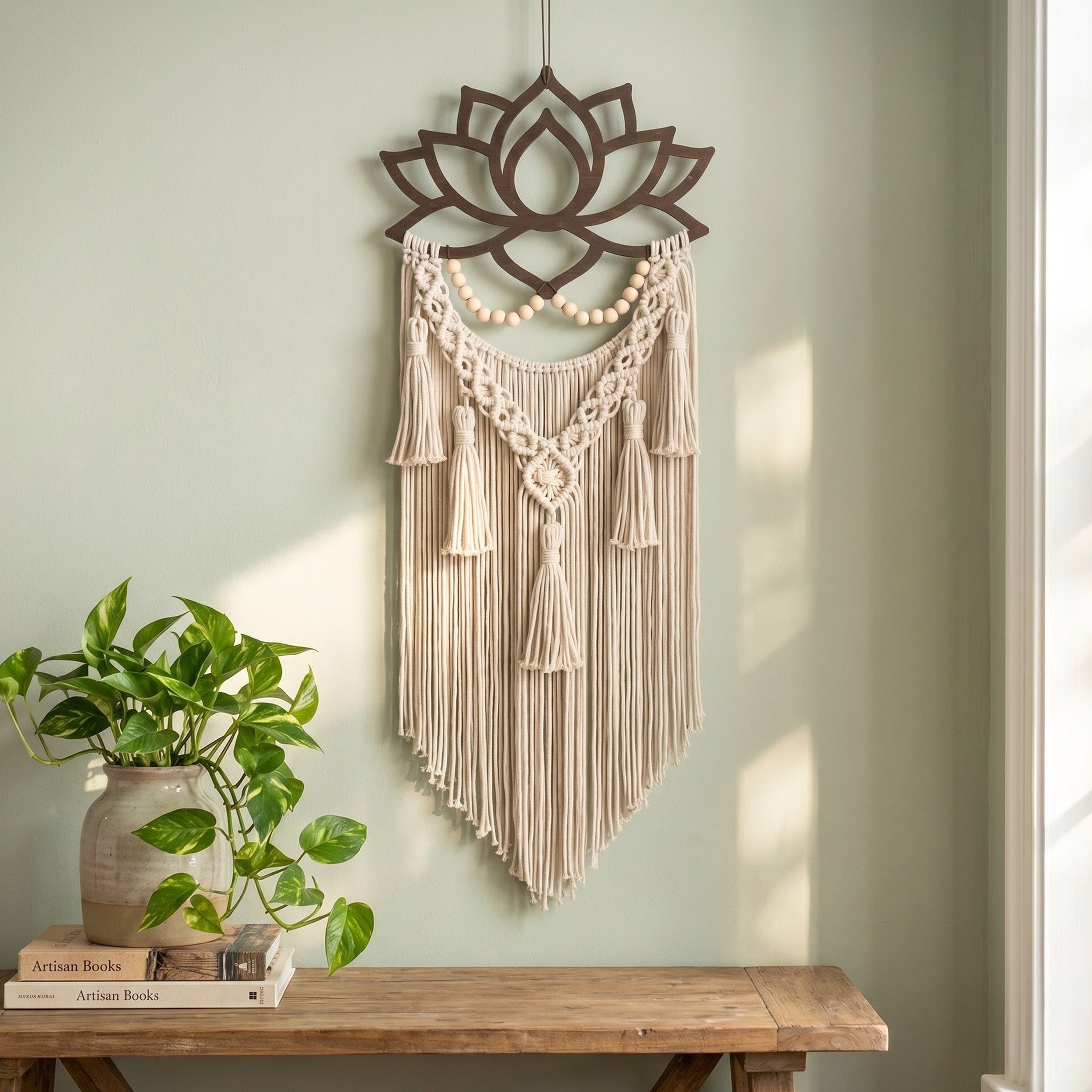 Lotus Macrame Wall Hanging With Tassels Boho Wall Decor U20