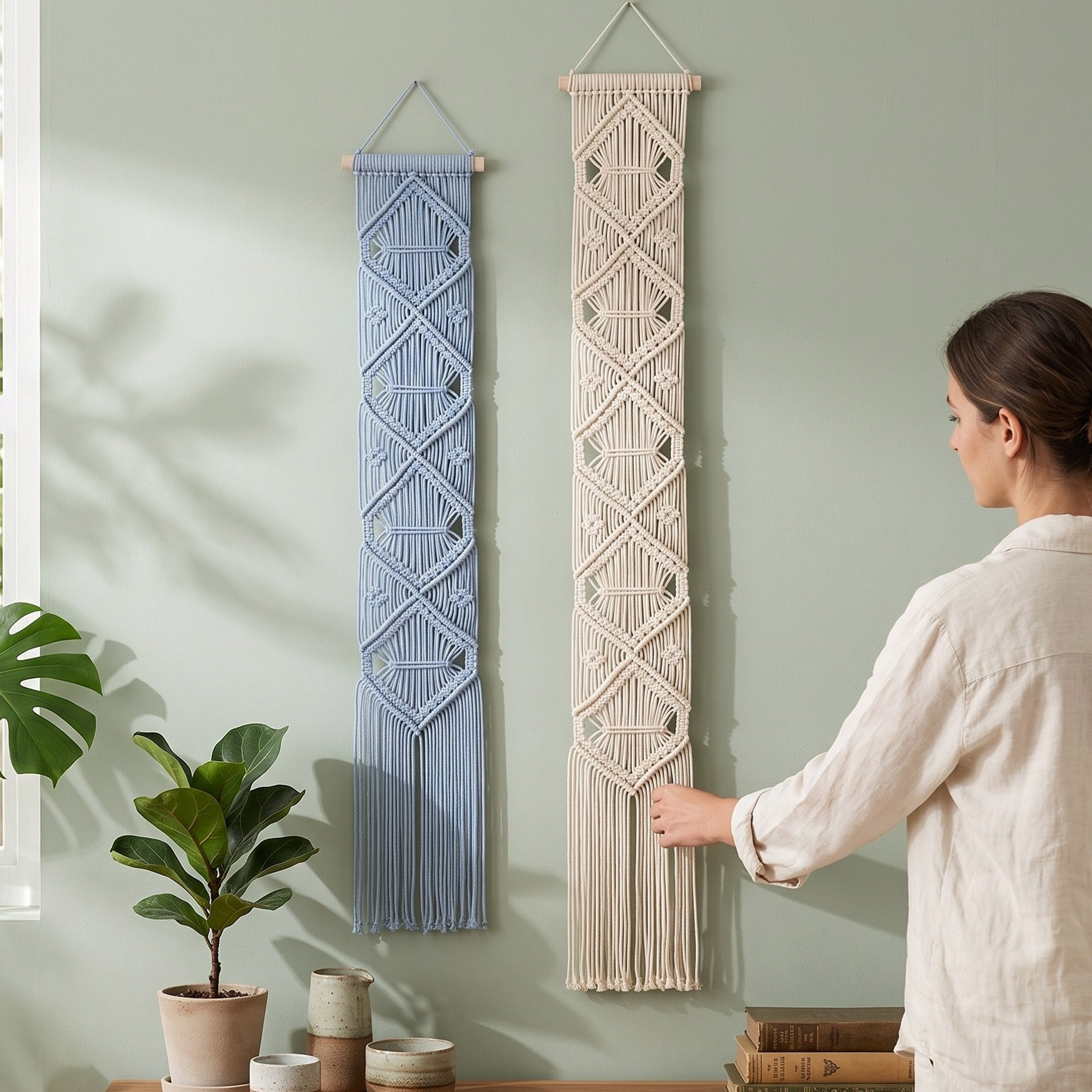 Macrame Wall Hanging Cotton Boho Wall Decor for Farmhouse Home W05