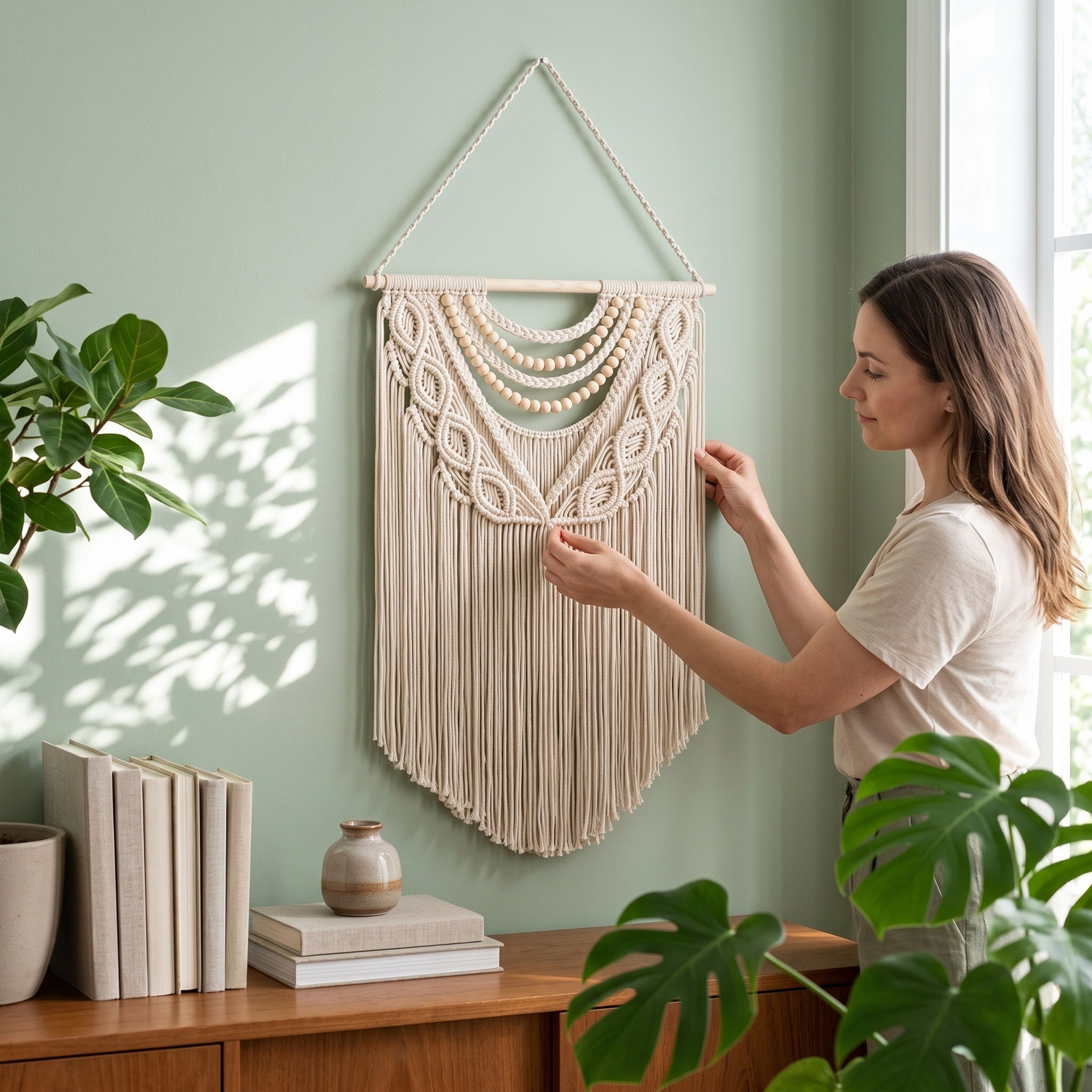 Macrame Wall Hanging Boho Wall Decor for Minimalist Wall Art W26