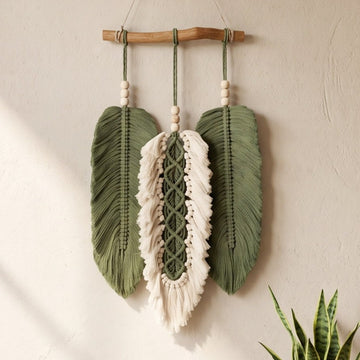 Macrame Leaves Wall Hanging Cotton Cord Boho Wall Decor L46