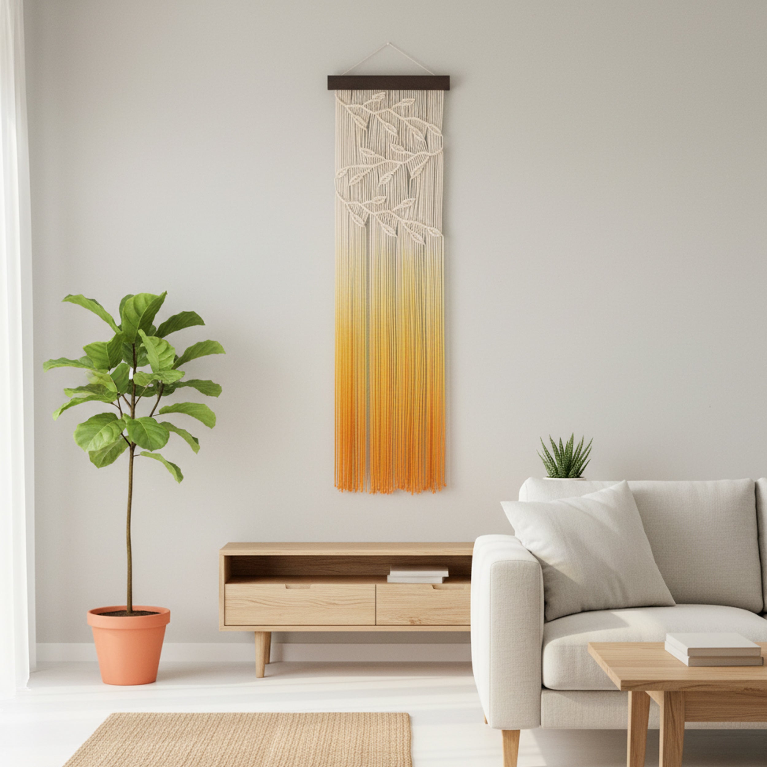 Whisper of Leaves Macrame Wall Hanging – Wall Hanging Decor and Fiber Wall Art U29