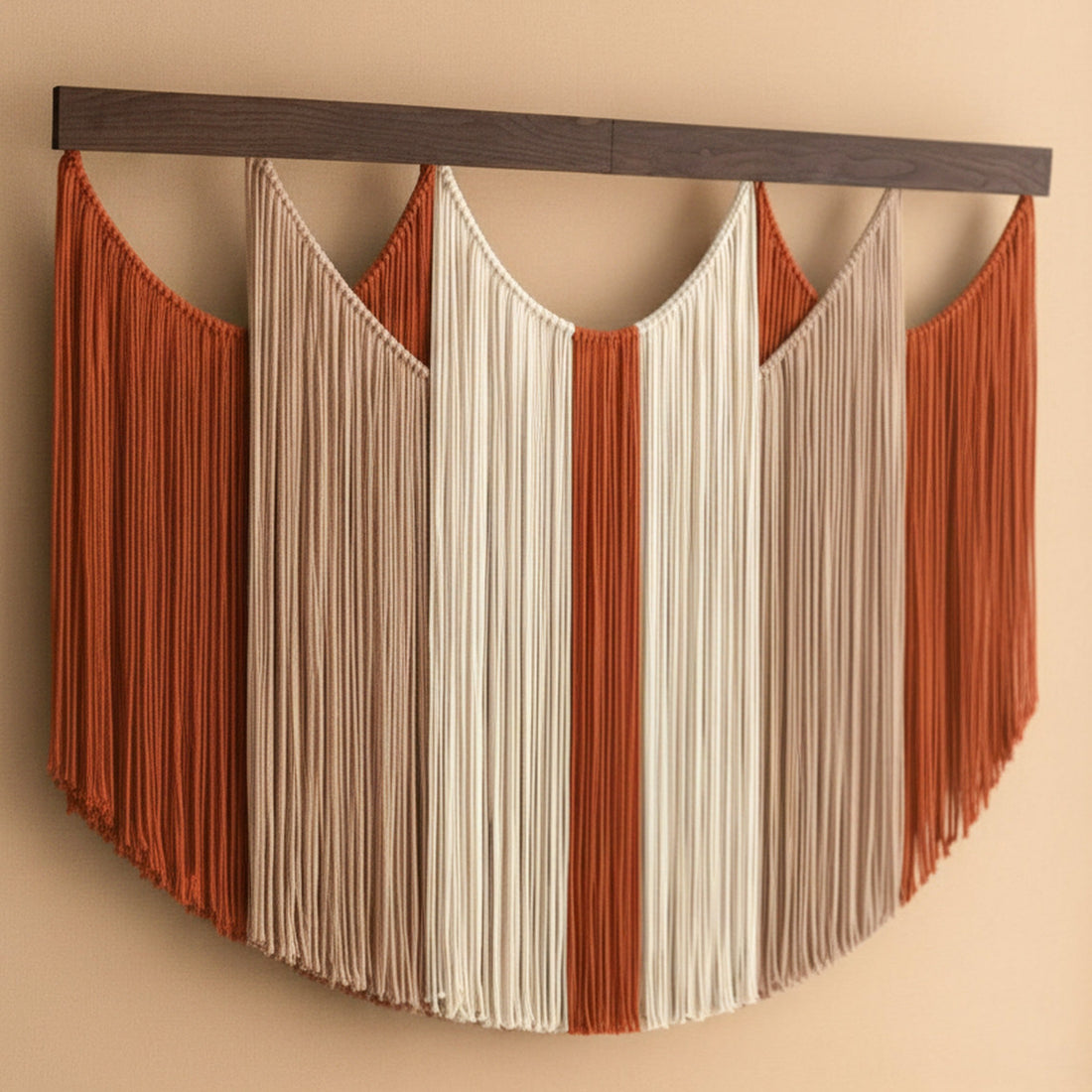 The Calm Macrame Wall Hanging – Neutral Boho Fiber Art Decor V90