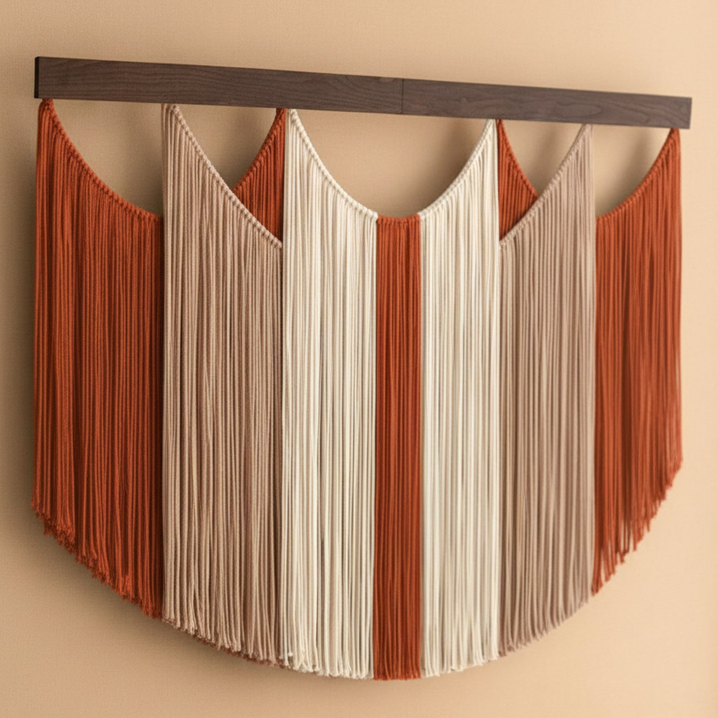 The Calm Macrame Wall Hanging – Neutral Boho Fiber Art Decor V90