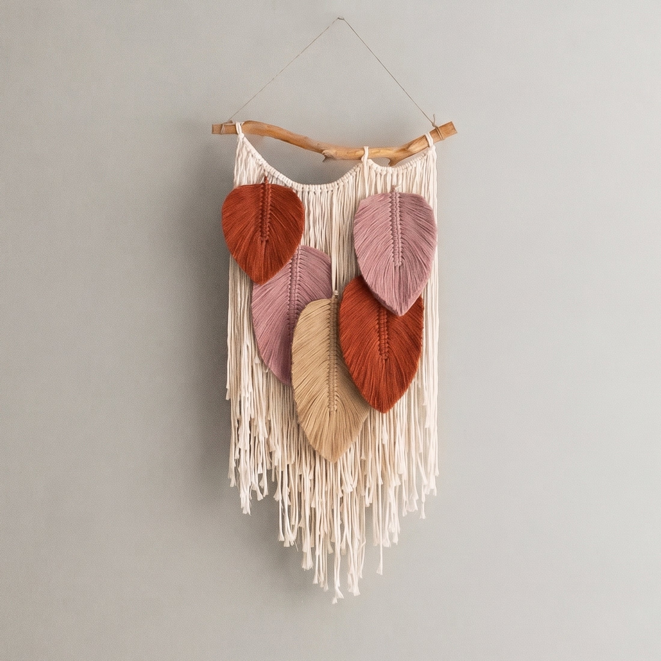 Macrame Leaves Wall Hanging Botanical Wall Decor for Home L45