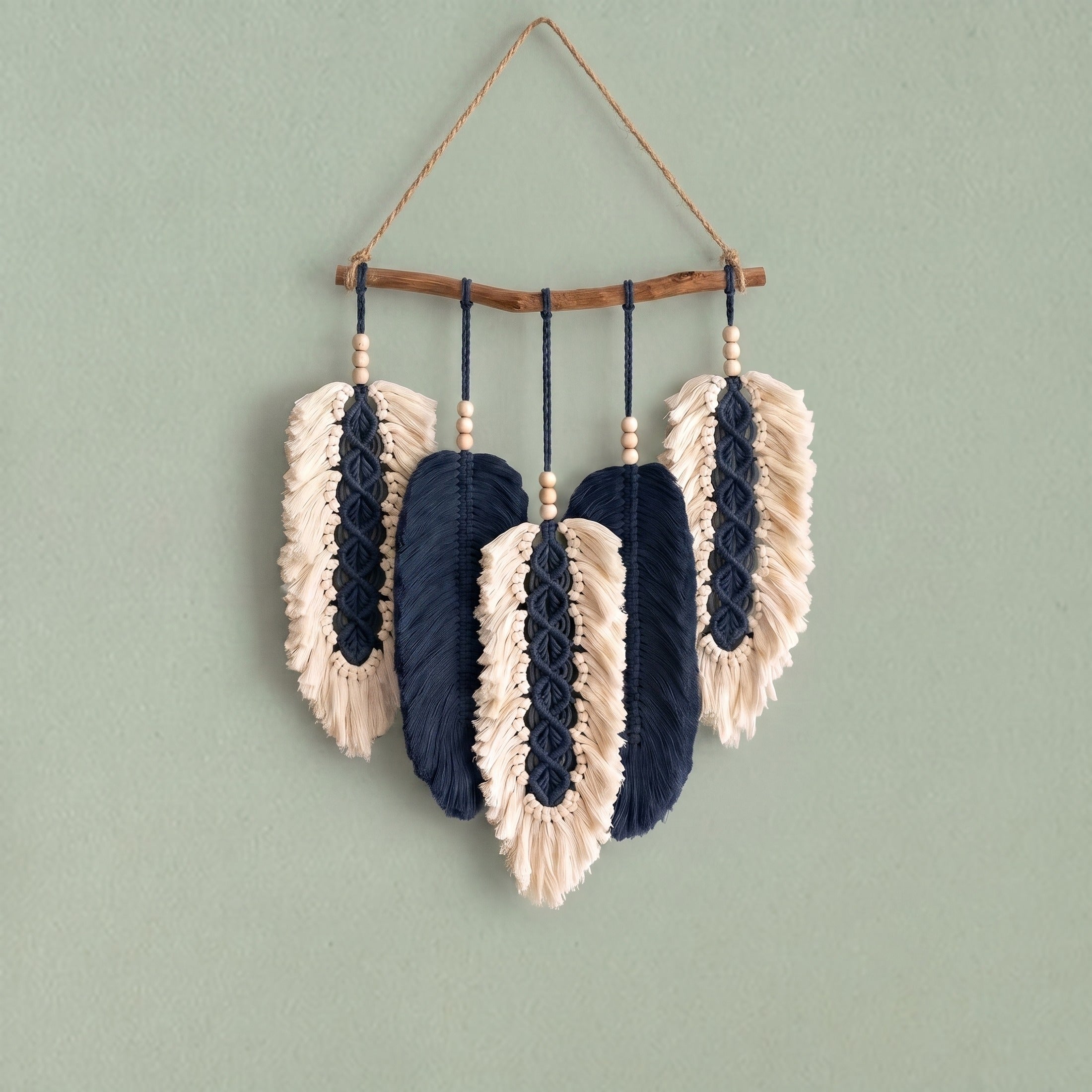 Macrame Leaves Wall Hanging Cotton Cord Boho Wall Decor L46