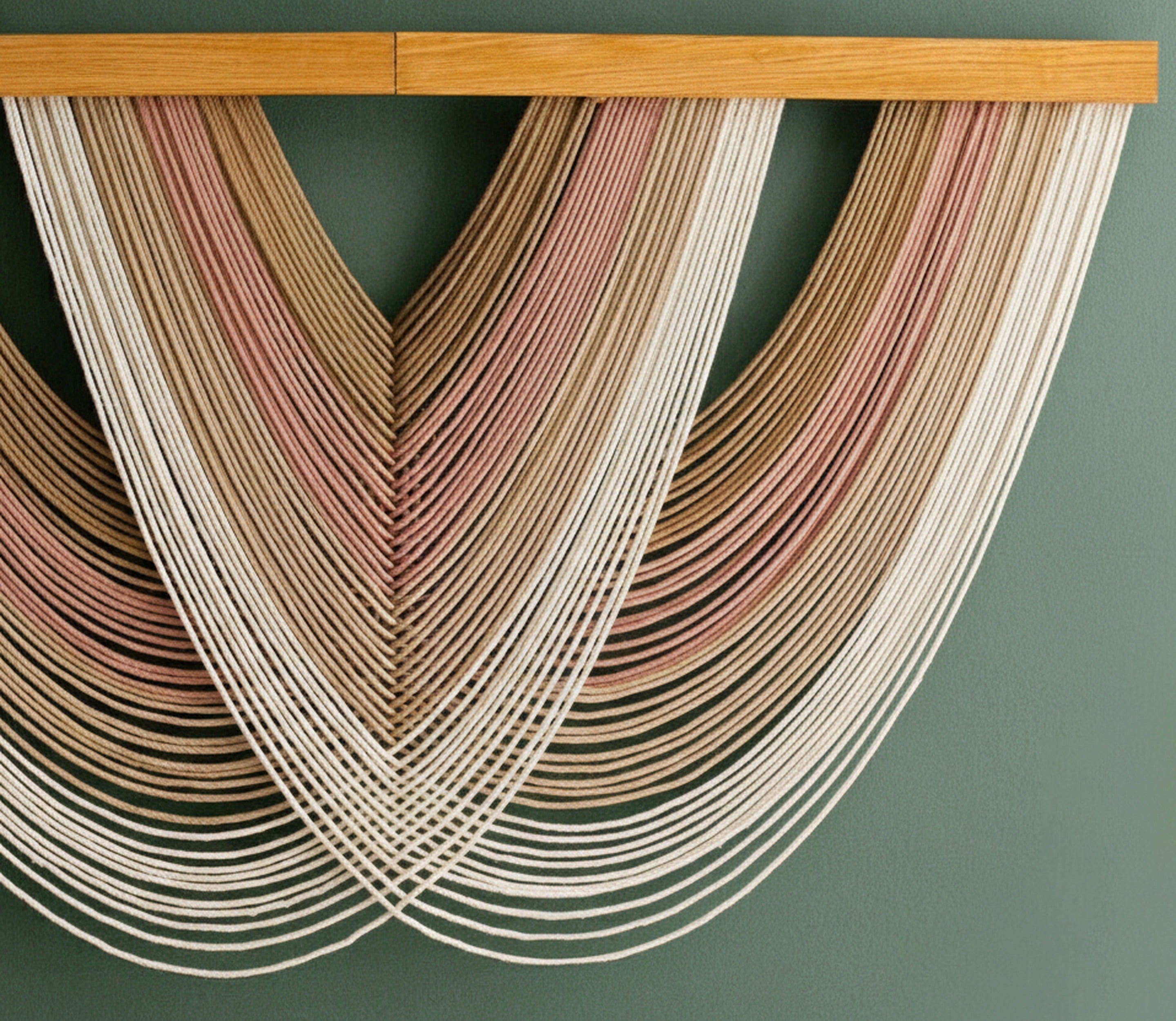 Green Arc Fiber Wall Art Macrame for Boho and Minimalist Wall Spaces V16