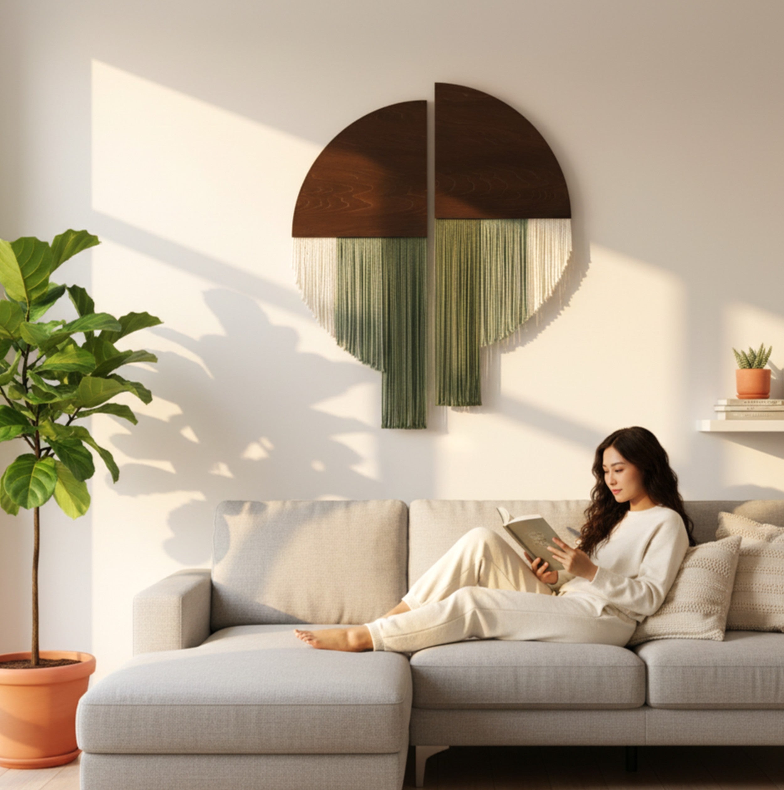 Soulmate Macrame Wall Hanging - Duo Half-Circle Decor V65