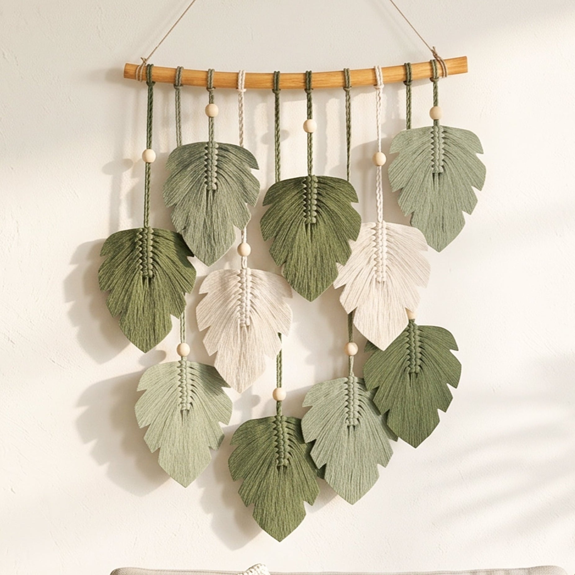 Macrame Leaves Wall Hanging Cotton for Boho Leaf Decor L47