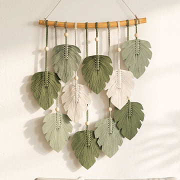 Macrame Leaves Wall Hanging Cotton for Boho Leaf Decor L47