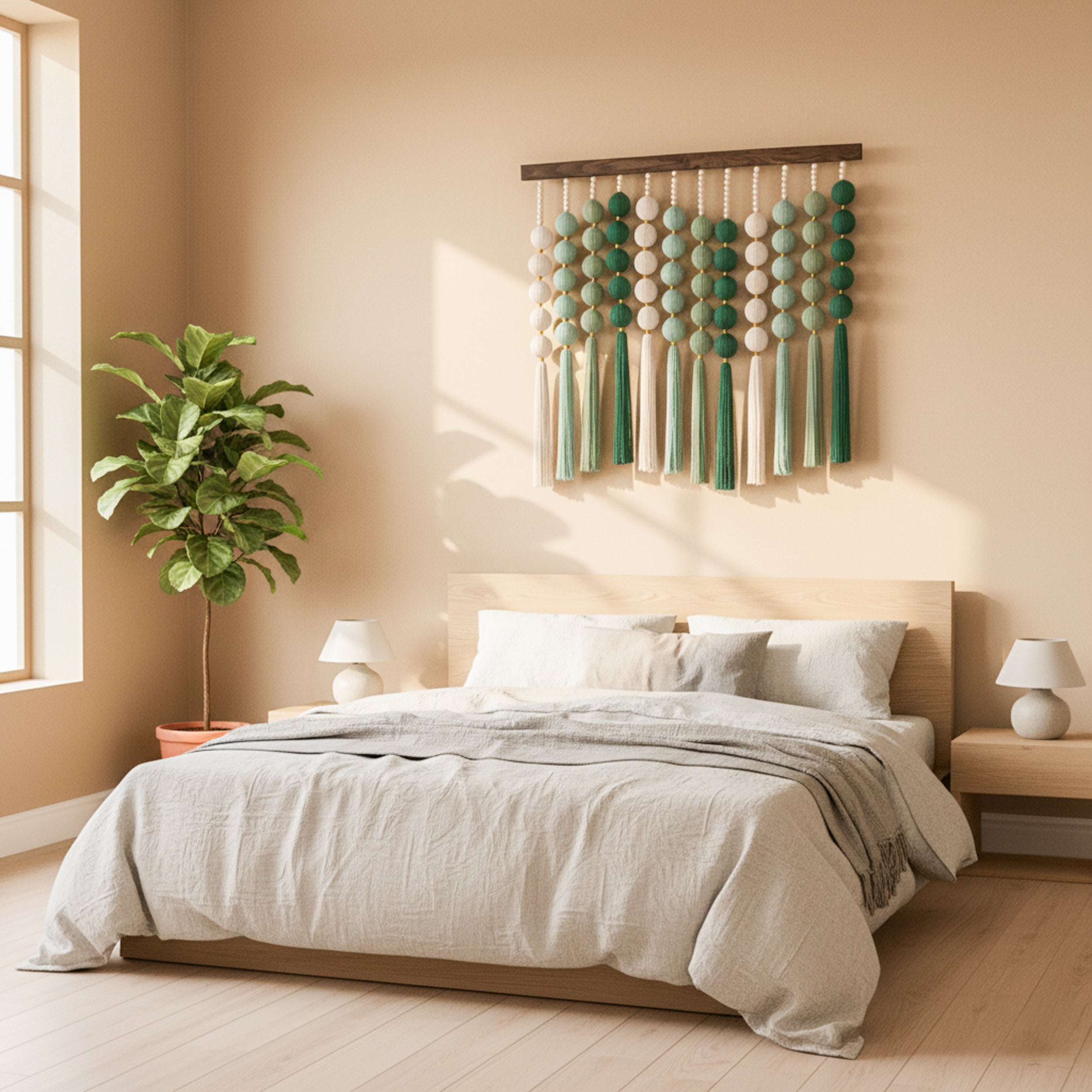 Green Pearls Macrame Wall Hanging – Wall Hanging Decor and Fiber Wall Art U27