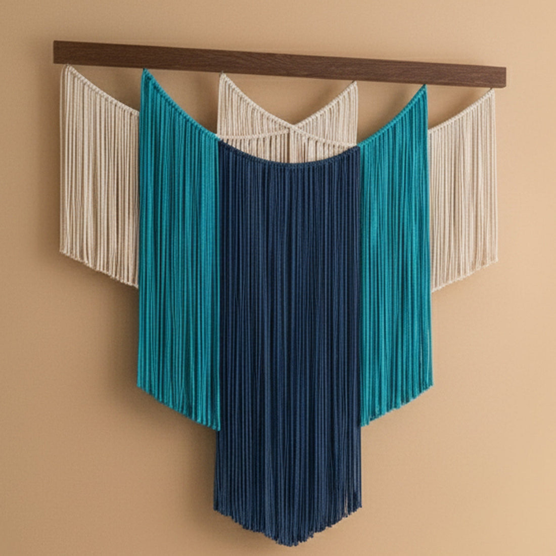 The Shield Macrame Wall Hanging – Contemporary Layered Fiber Art V83