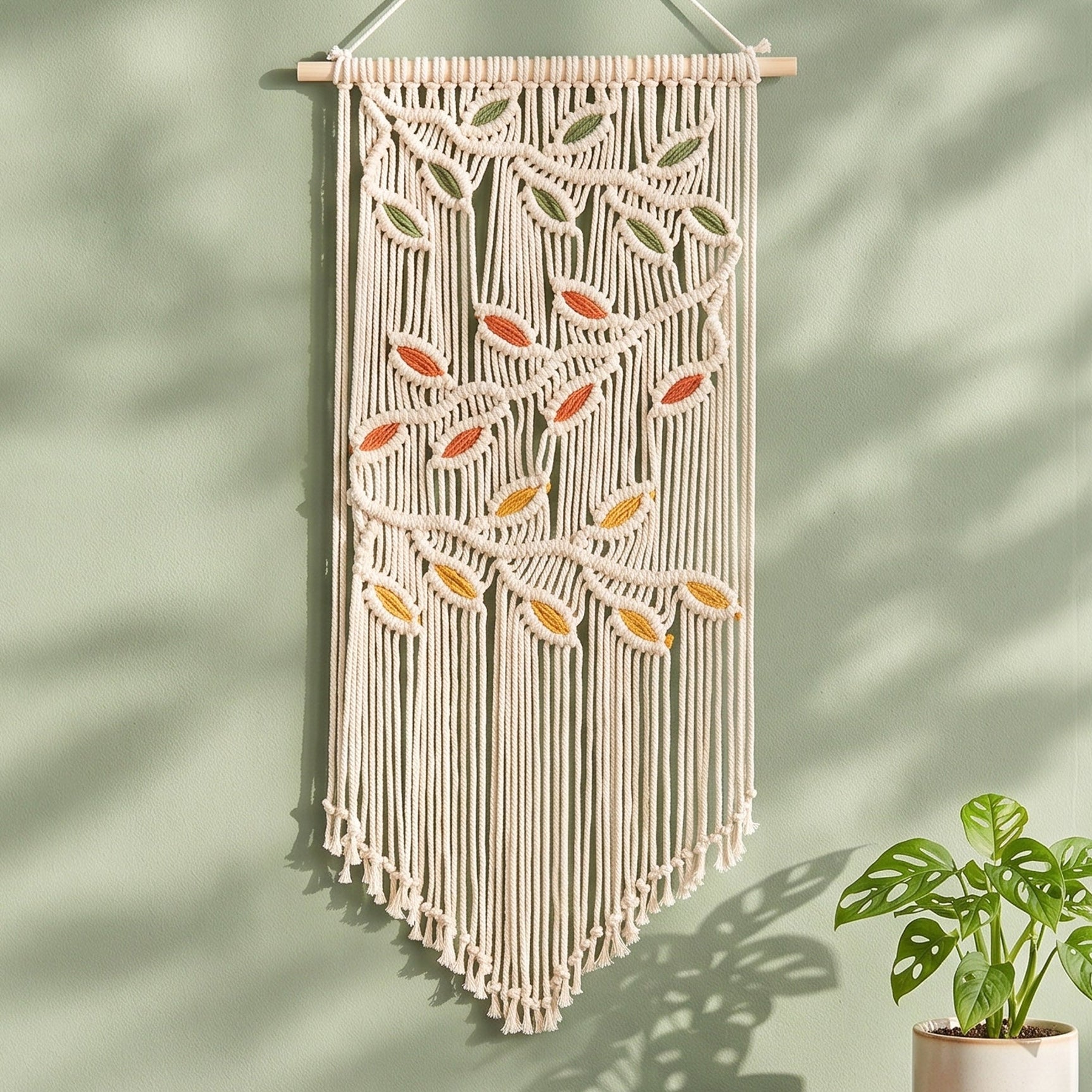 Macrame Wall Hanging Boho Wall Decor with Fiber Wall Art W16