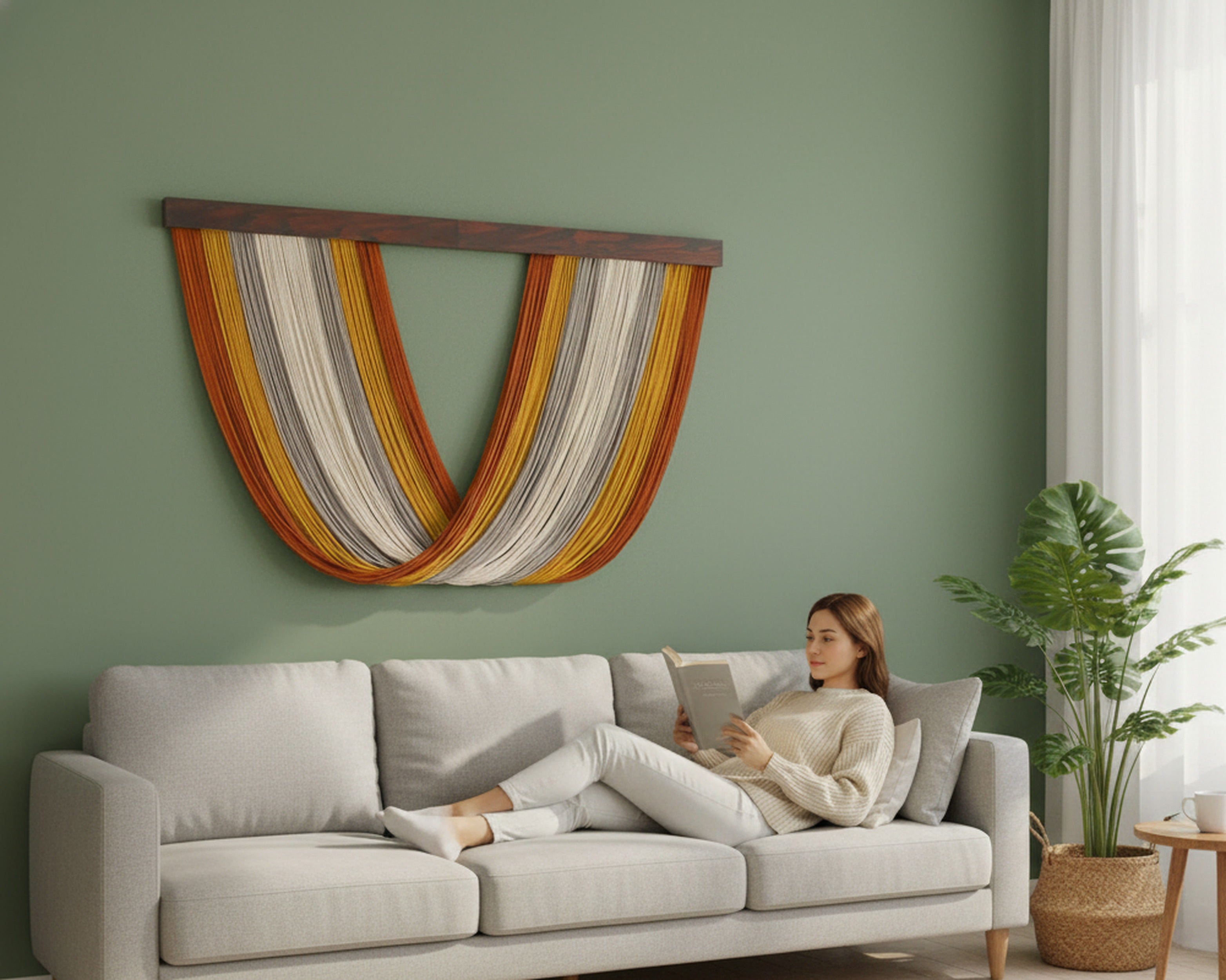 Zen Lines Macrame Wall Hanging - Earthy Boho Decor V34