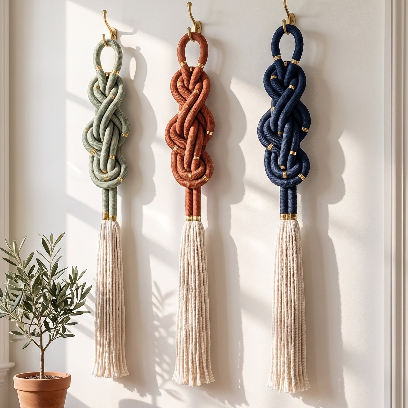 Macrame Entwine Wall Hanging Cotton for Boho Home Decor U52