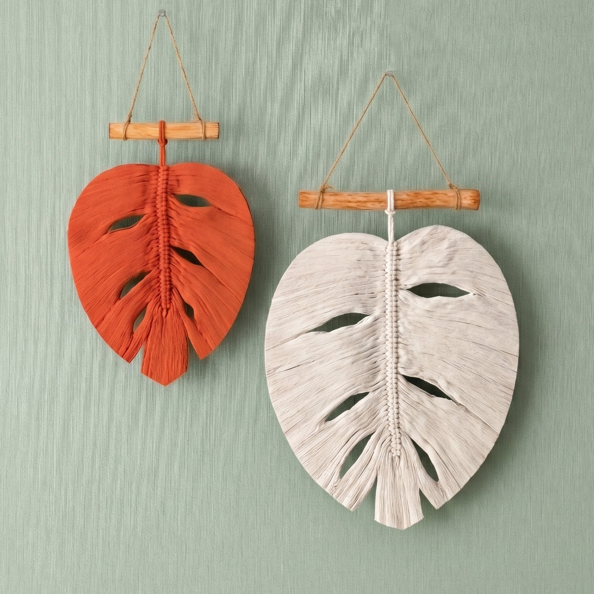 Macrame Leaves Wall Hanging Cotton for Botanical Decor L41