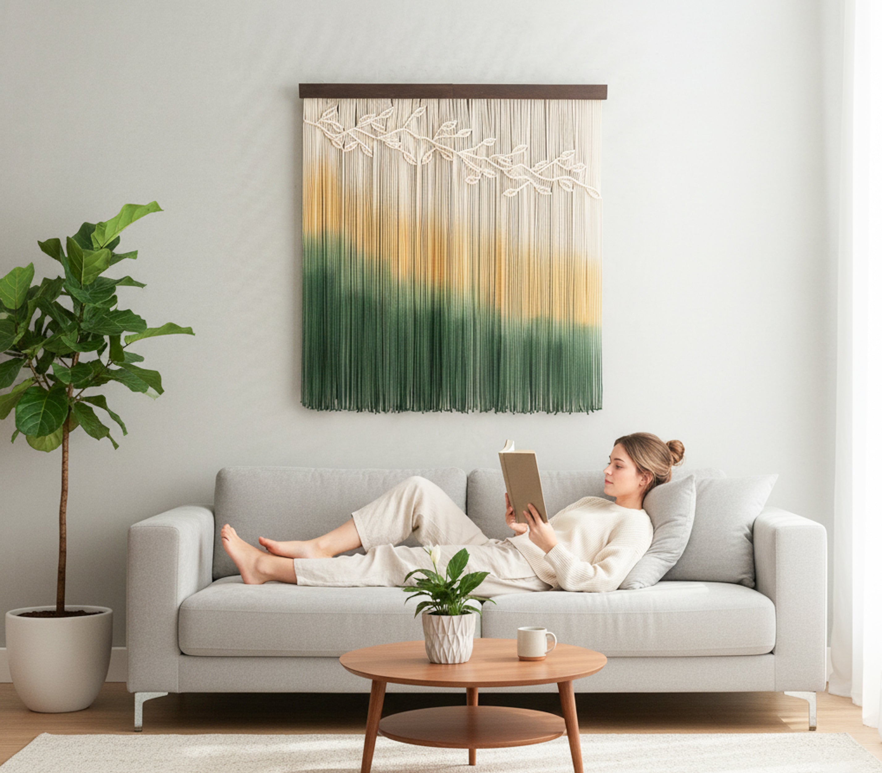 Spring Macrame Wall Hanging – Large Wall Hanging Decor and Fiber Wall Art U30