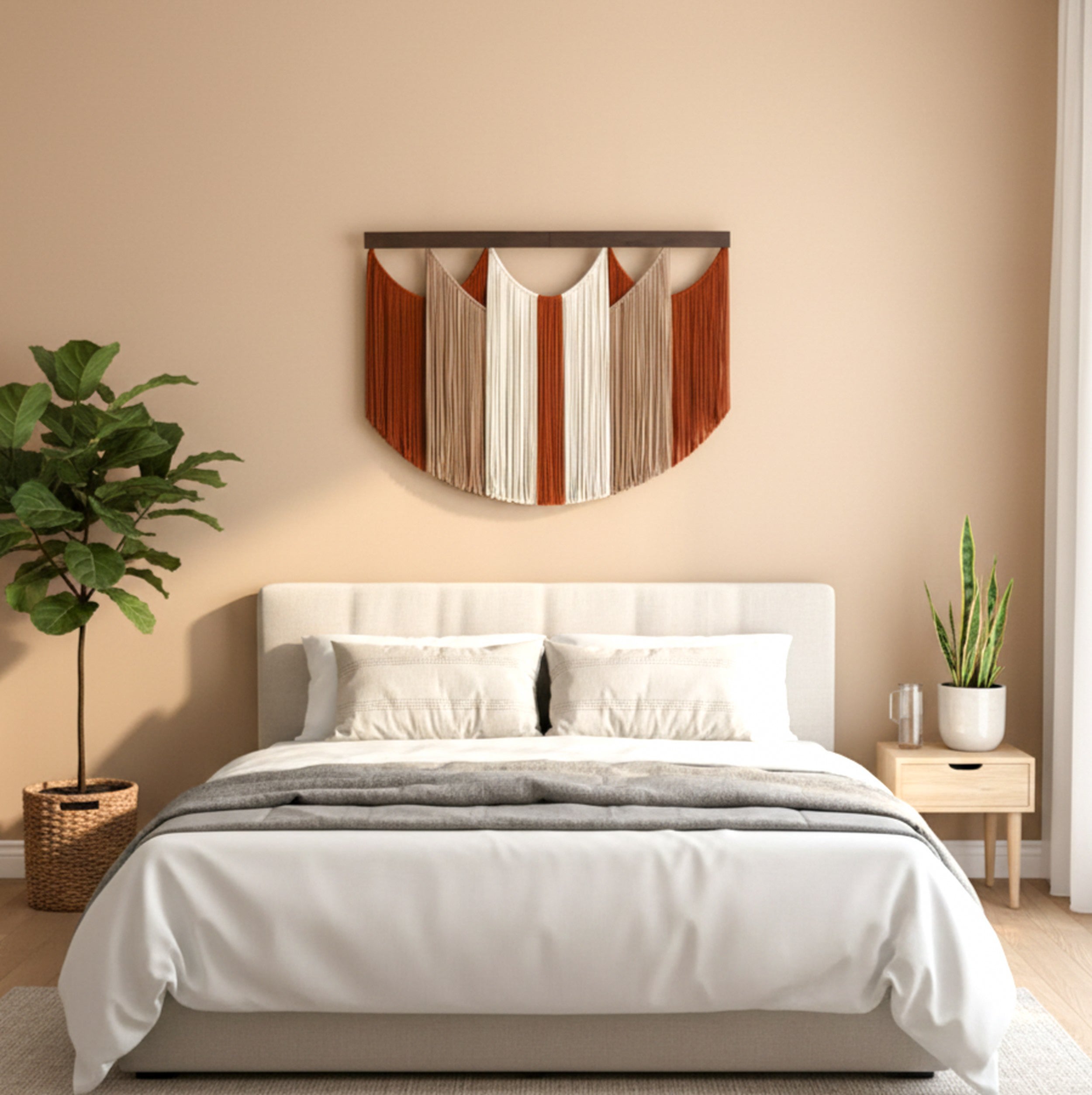 The Calm Macrame Wall Hanging – Neutral Boho Fiber Art Decor V90