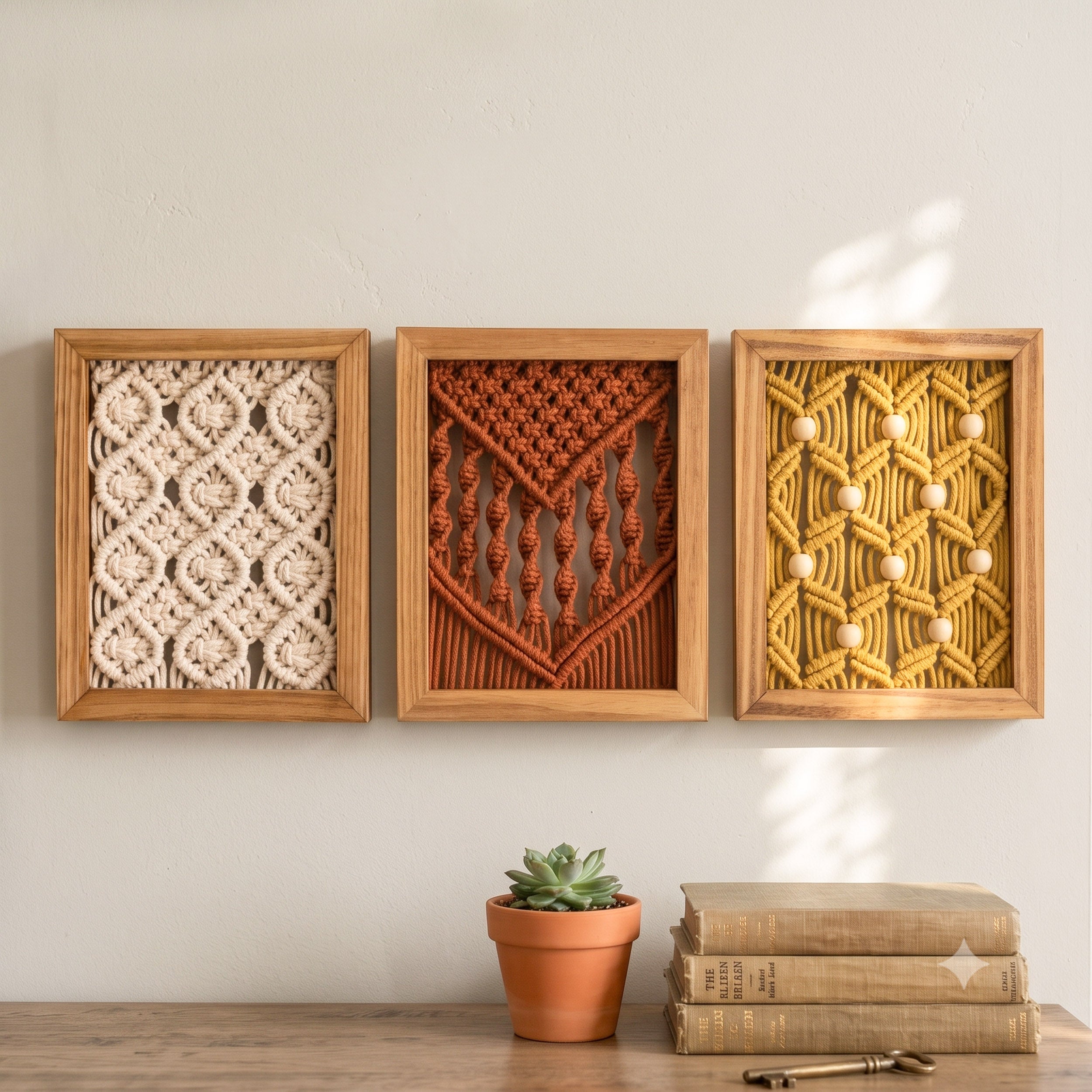 Framed Macrame Wall Hanging Decor with Wall Art Frame U37