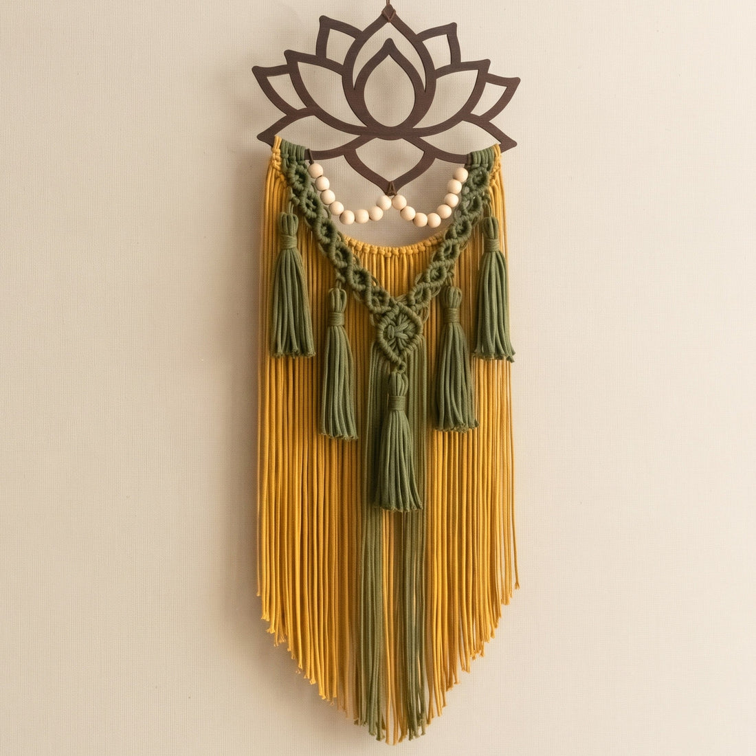 Lotus Macrame Wall Hanging With Tassels for Yoga Decor U20