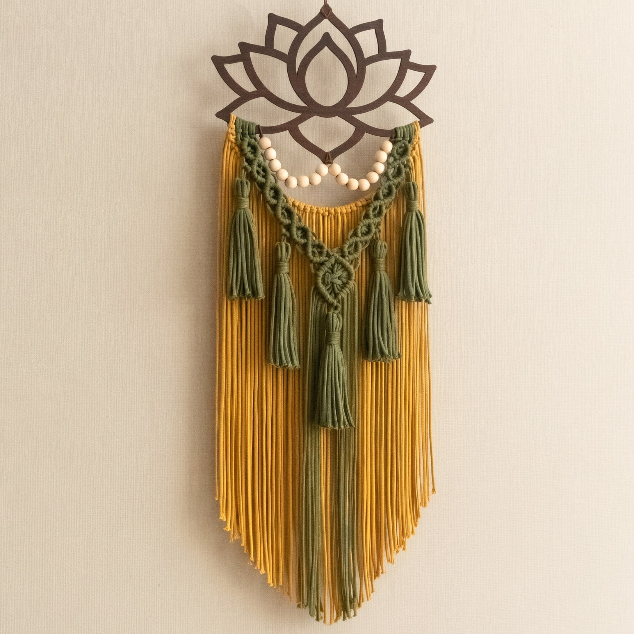 Lotus Macrame Wall Hanging With Tassels for Yoga Decor U20