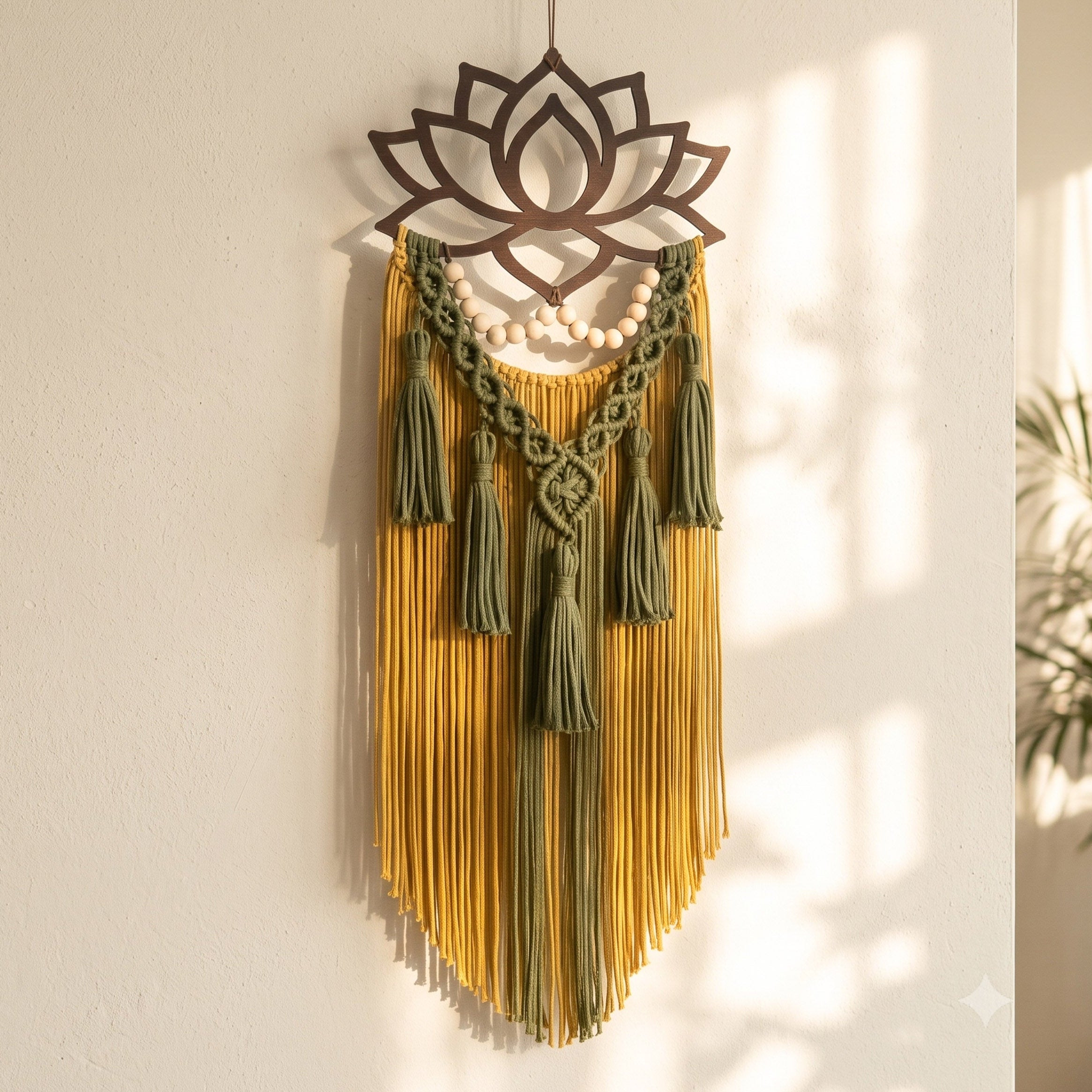 Lotus Macrame Wall Hanging With Tassels for Yoga Decor U20