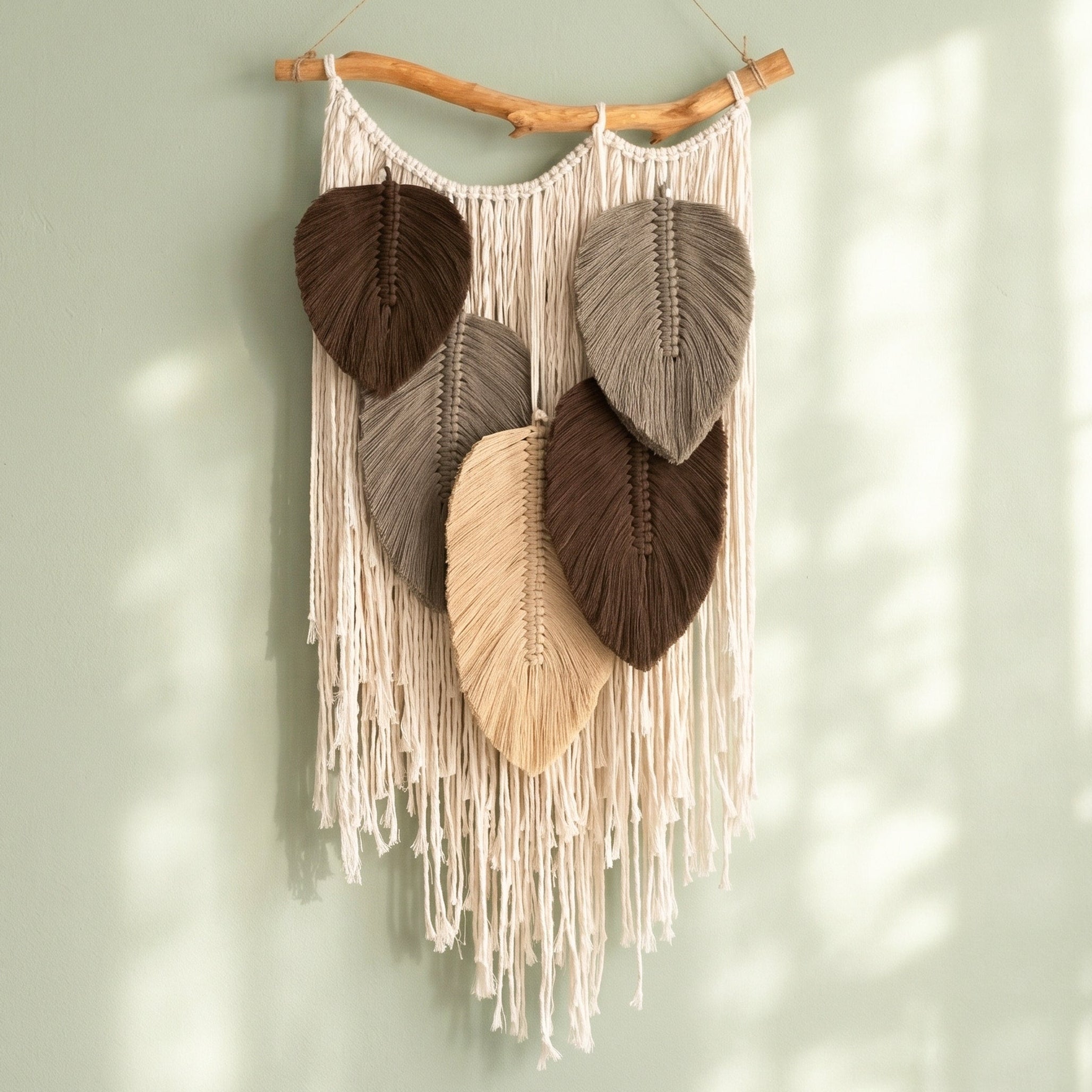Macrame Leaves Wall Hanging Botanical Wall Decor for Home L45