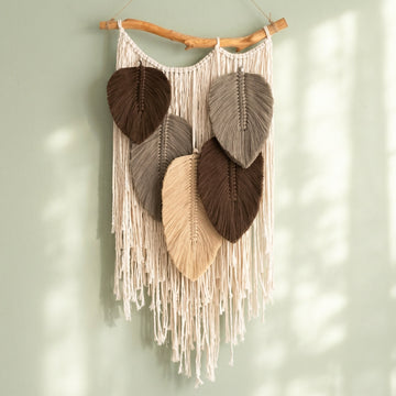 Macrame Leaves Wall Hanging Botanical Wall Decor for Home L45