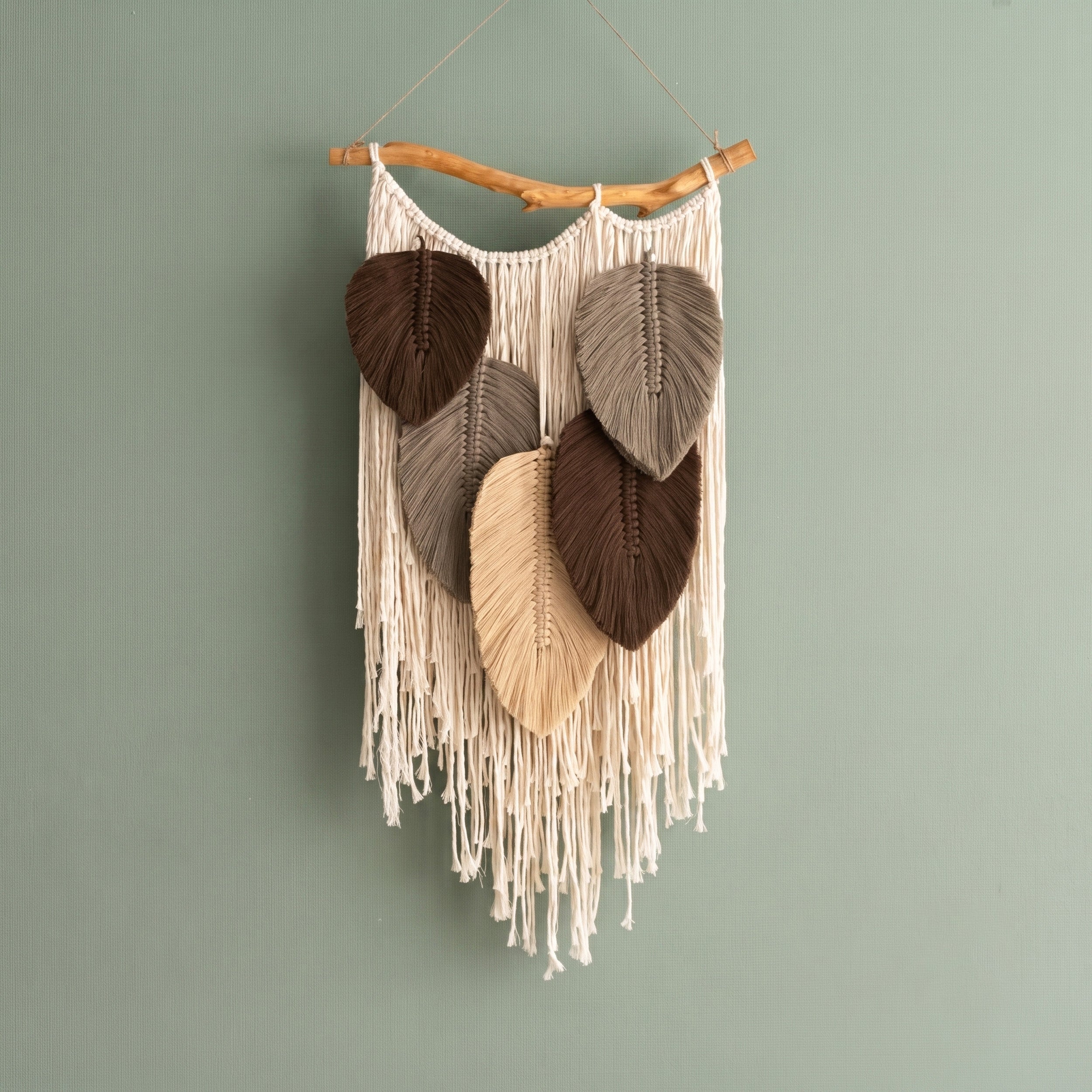 Macrame Leaves Wall Hanging Botanical Wall Decor for Home L45