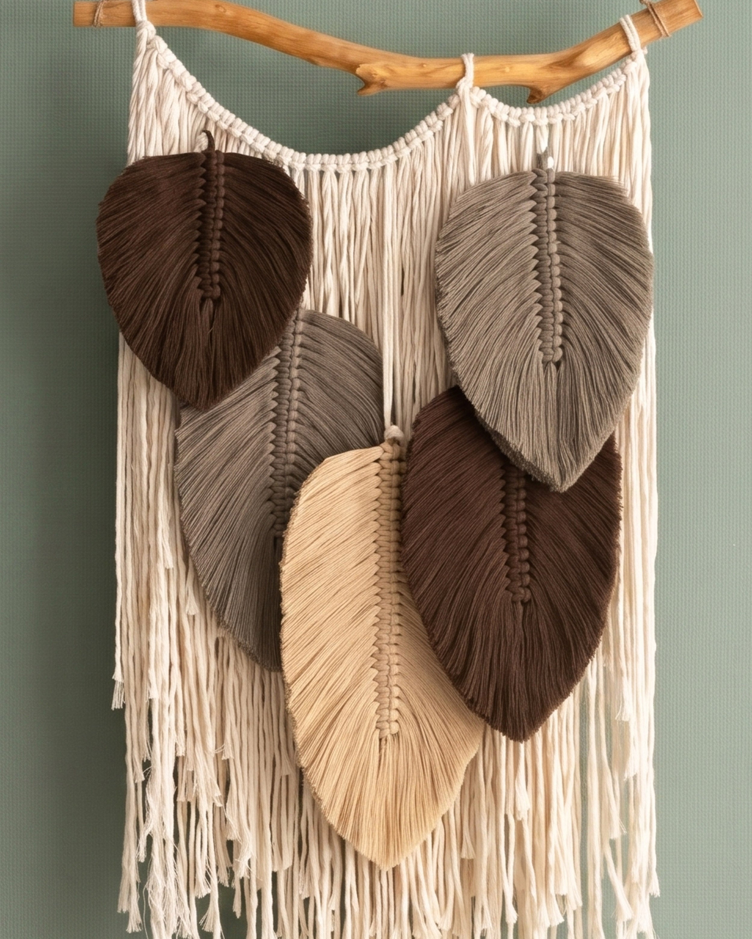 Macrame Leaves Wall Hanging Botanical Wall Decor for Home L45