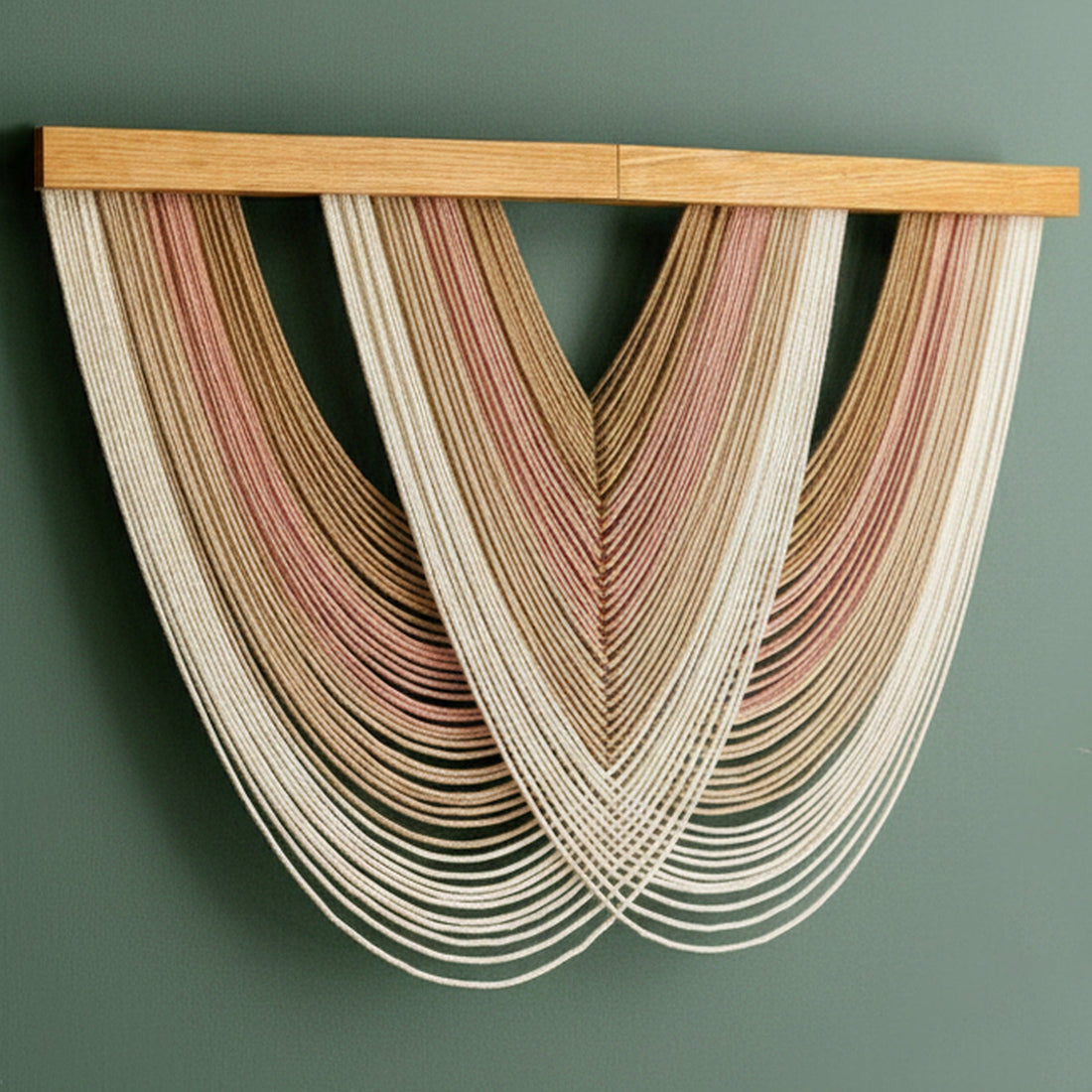 Green Arc Fiber Wall Art Macrame for Boho and Minimalist Wall Spaces V16
