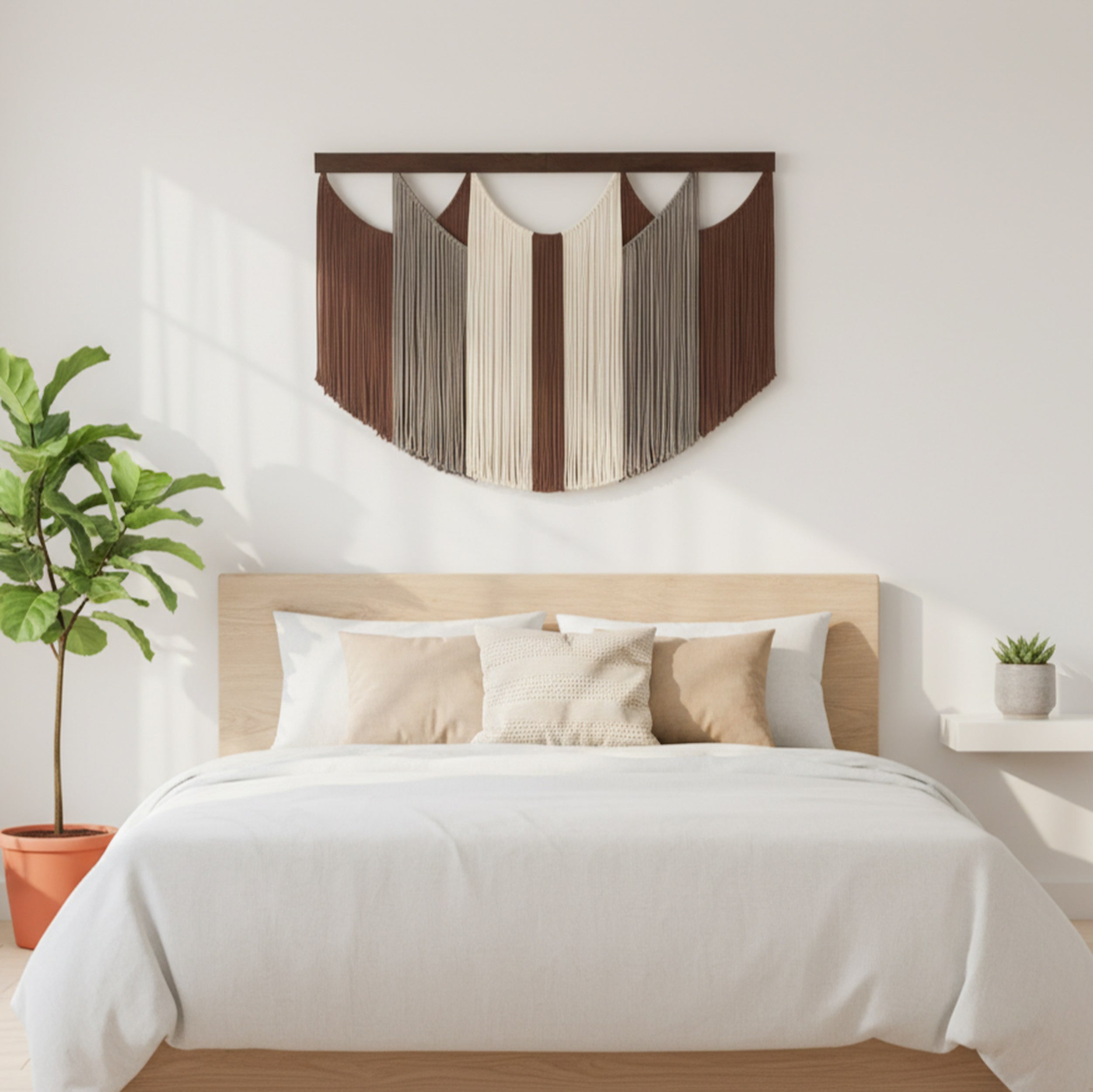 The Calm Macrame Wall Hanging – Neutral Boho Fiber Wall Art V90