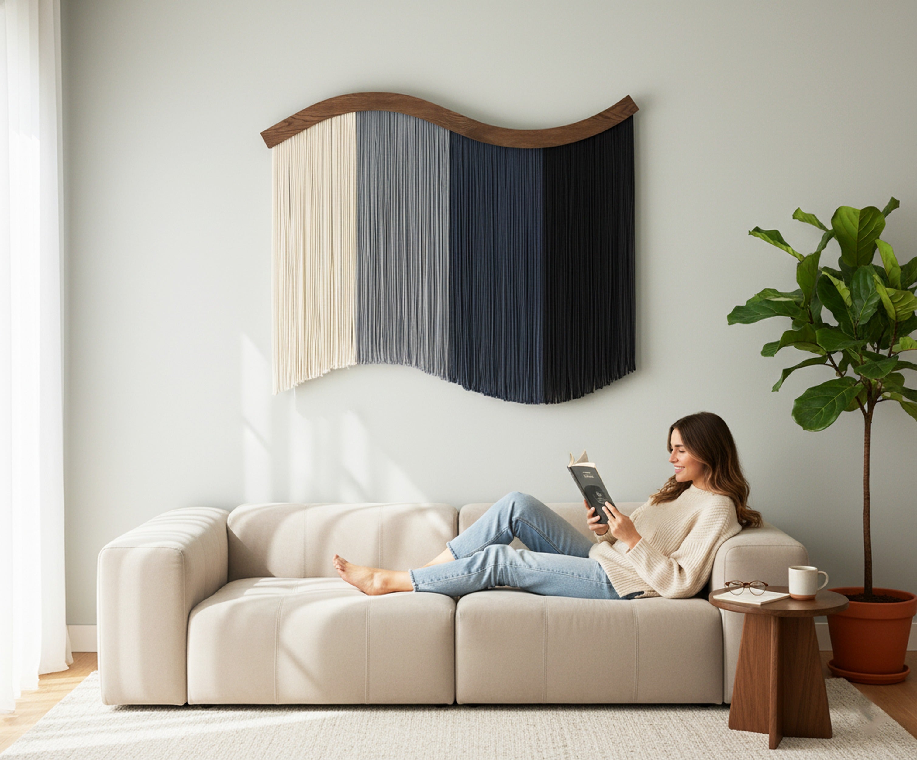 Four Seasons Wall Hanging Macrame Fiber for Unique and Boho Wall Decor U08