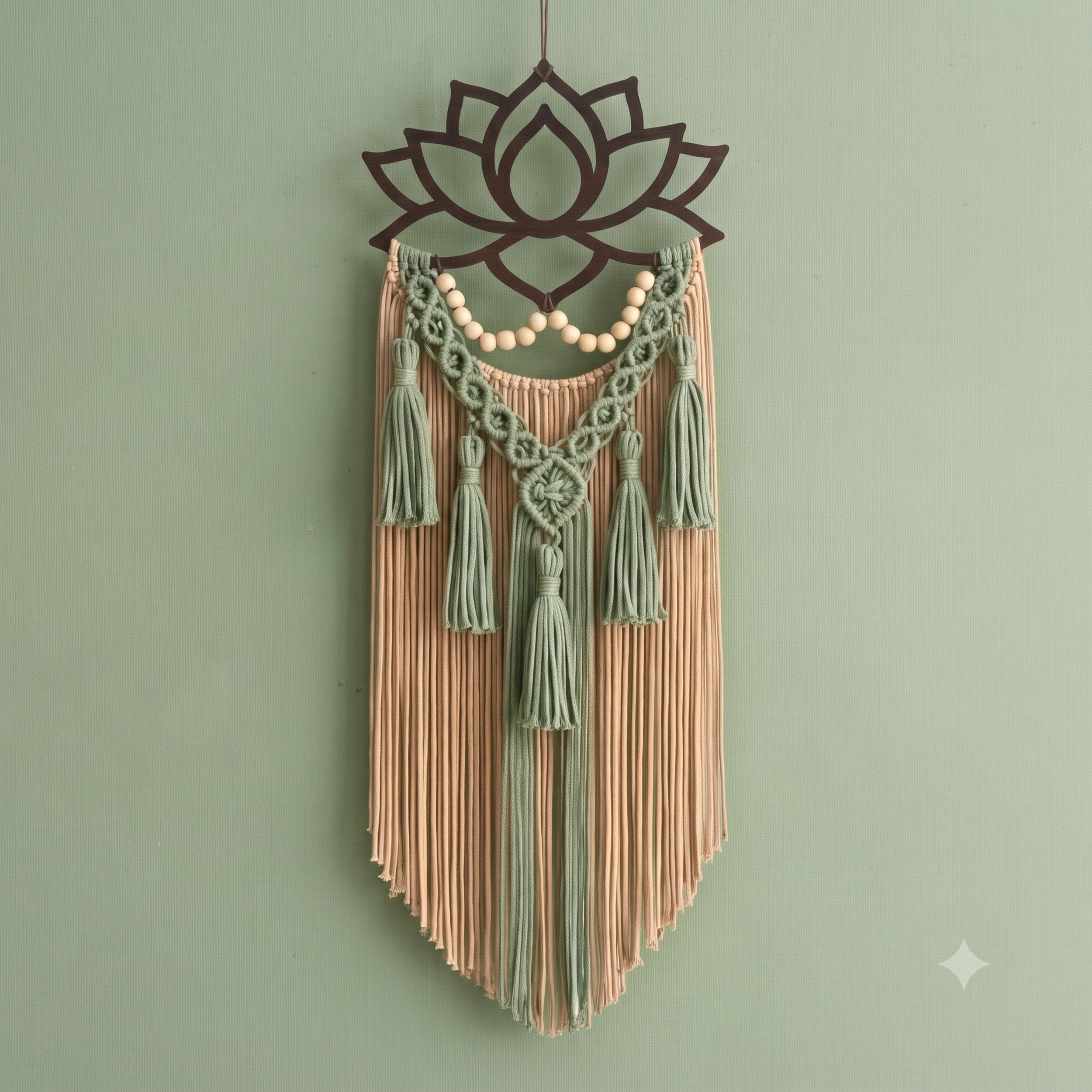Lotus Macrame Wall Hanging With Tassels for Yoga Decor U20