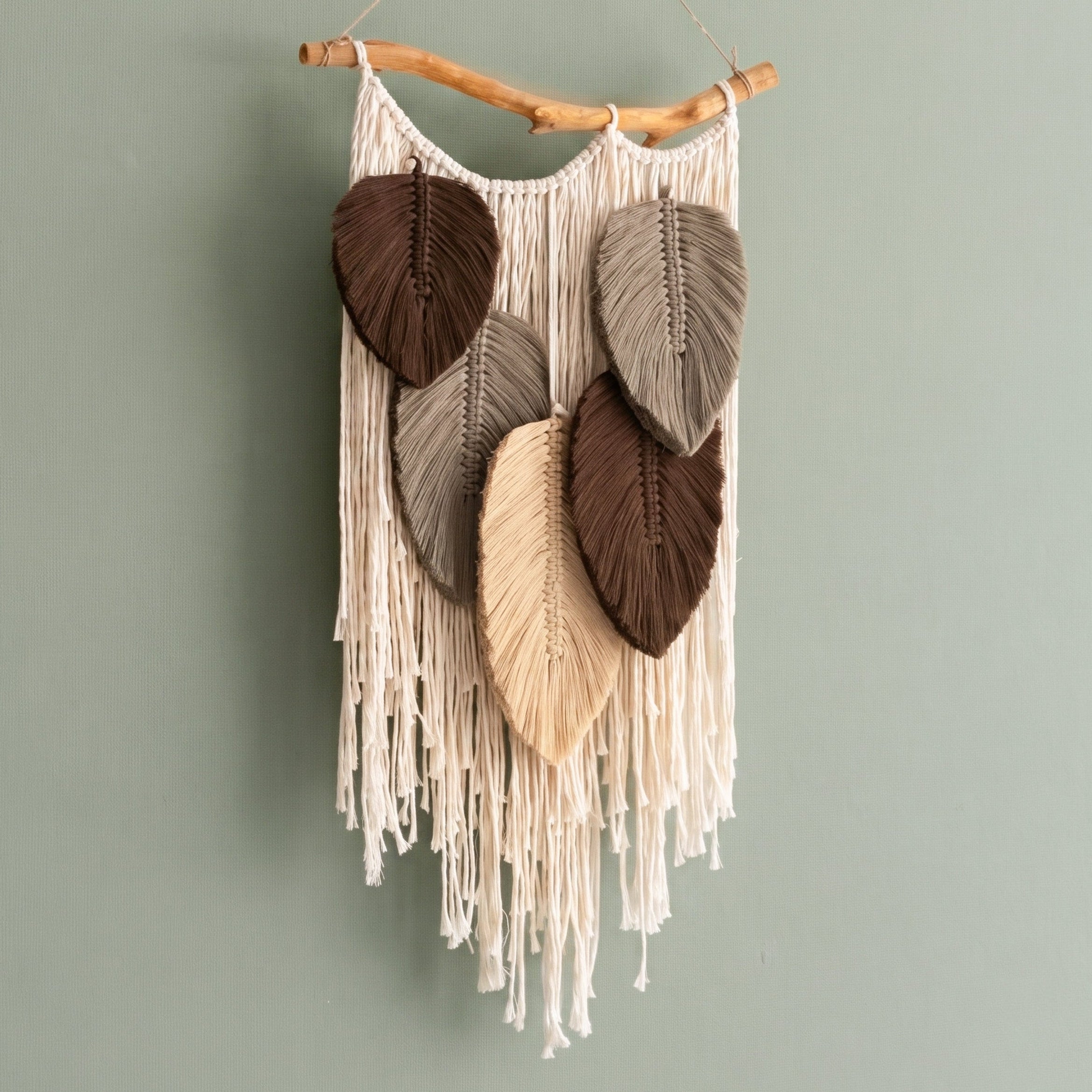 Macrame Leaves Wall Hanging Botanical Wall Decor for Home L45
