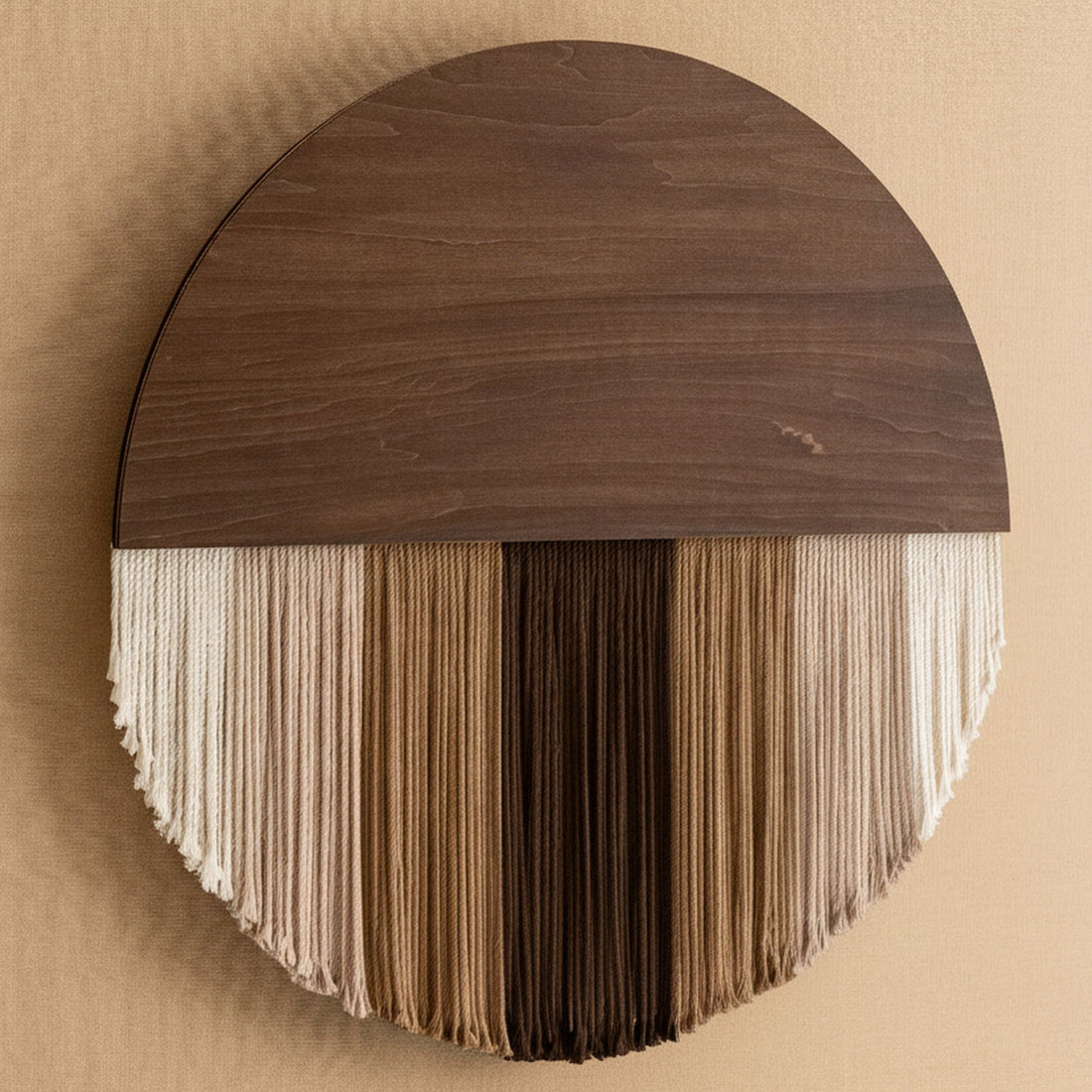 Lunar Memory Wall Hanging – Round Neutral Macrame Art for Home V07