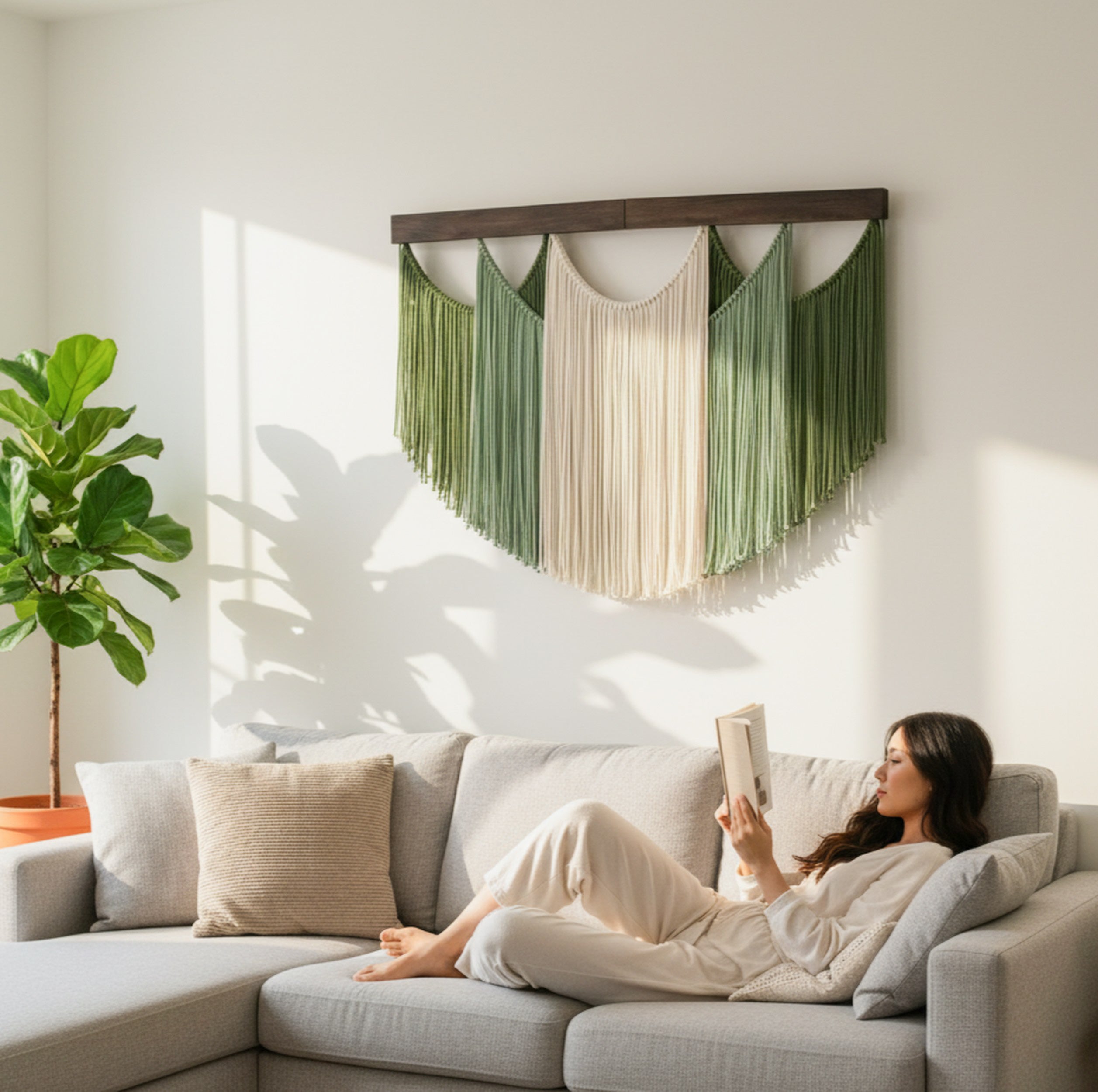 Soft Layers Wall Hanging – Large Macrame Fiber Art for Boho Home V29