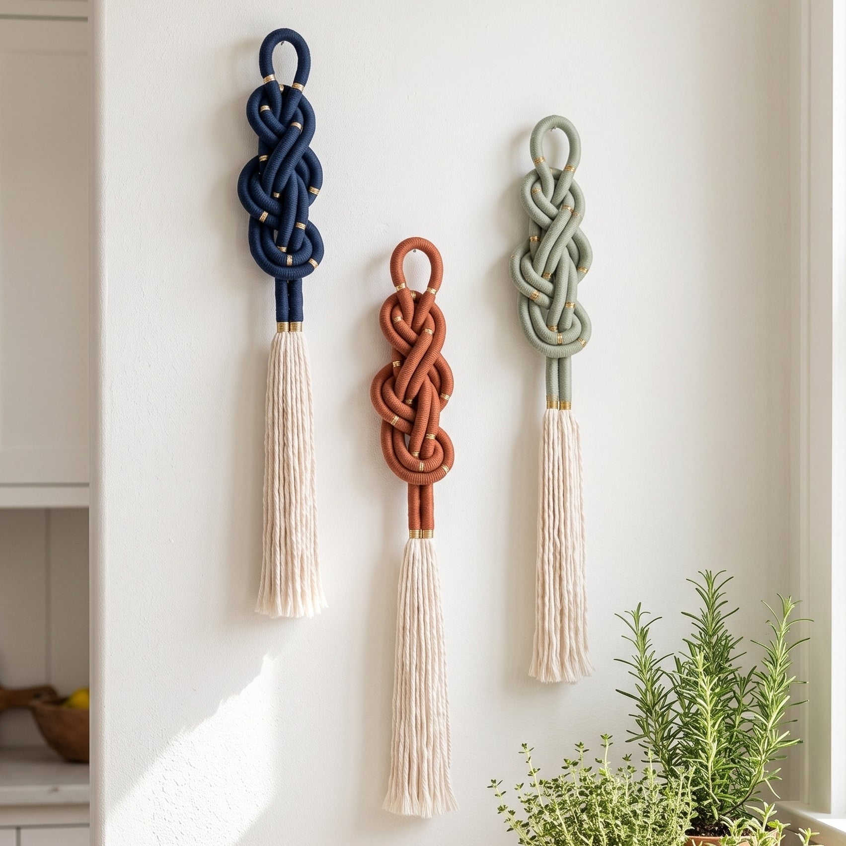 Macrame Entwine Wall Hanging Cotton for Boho Home Decor U52