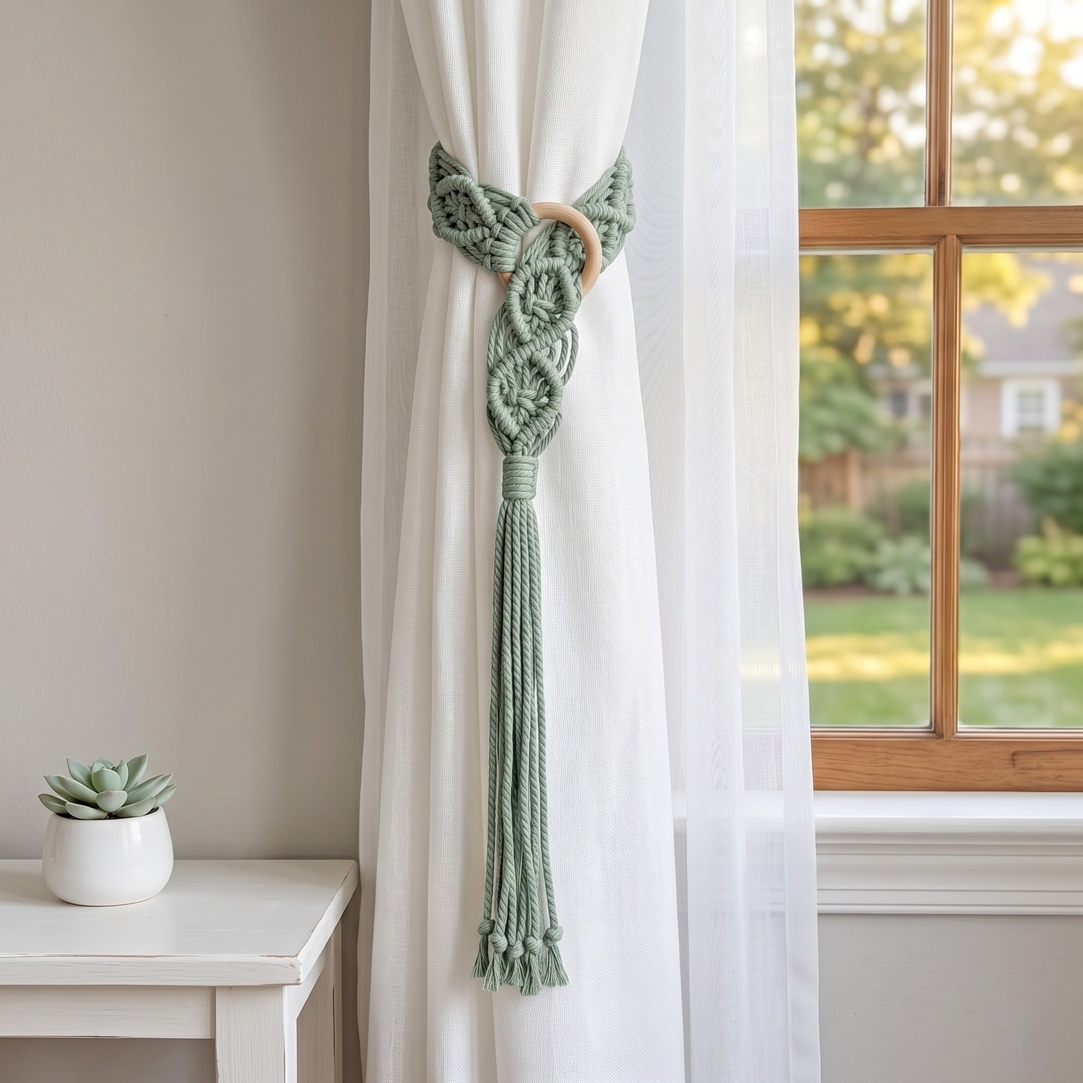 Macrame Curtain Tieback Tassel for Window Curtain Tieback C22