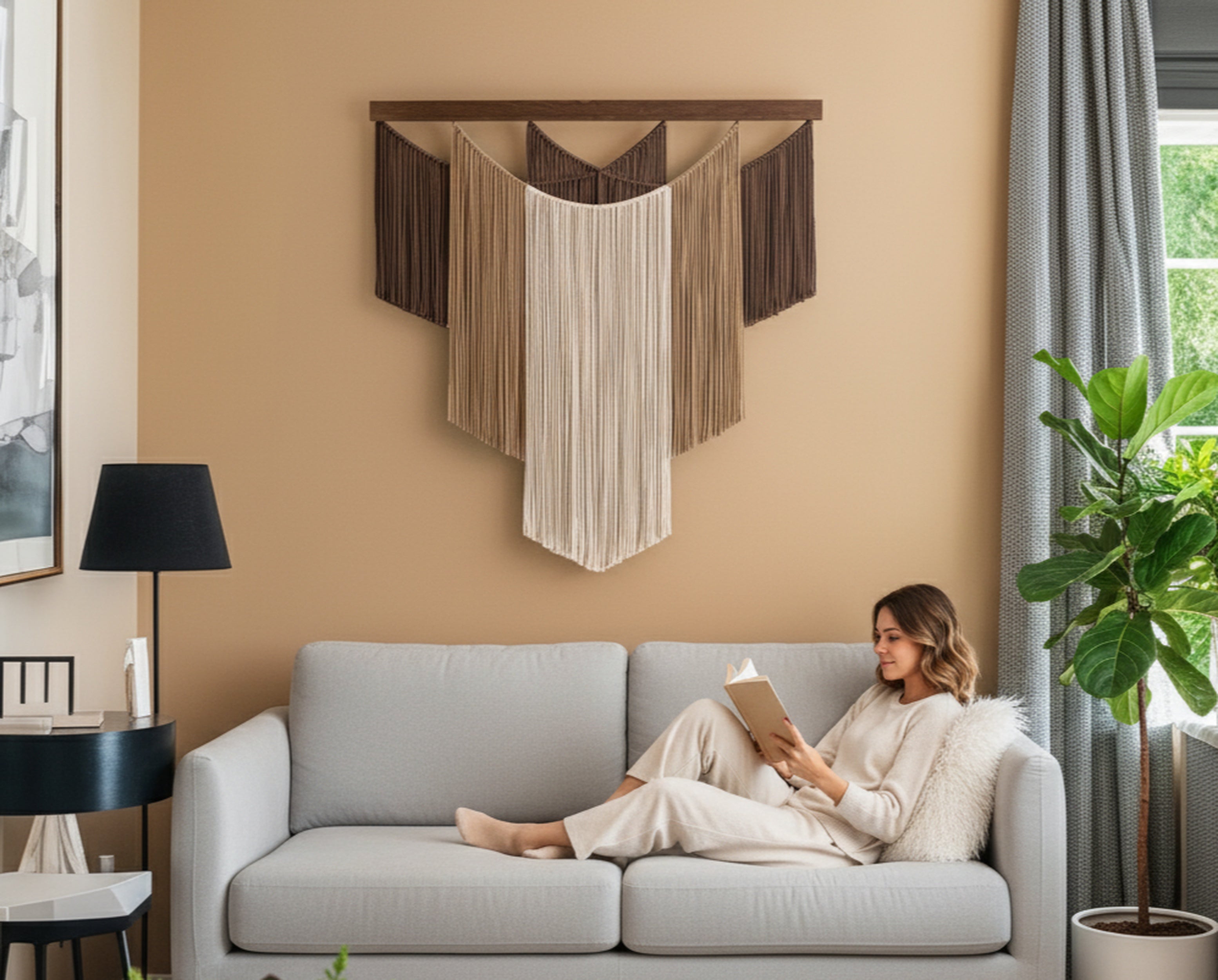 The Shield - Layered Macrame Wall Hanging in Earth Tones V83