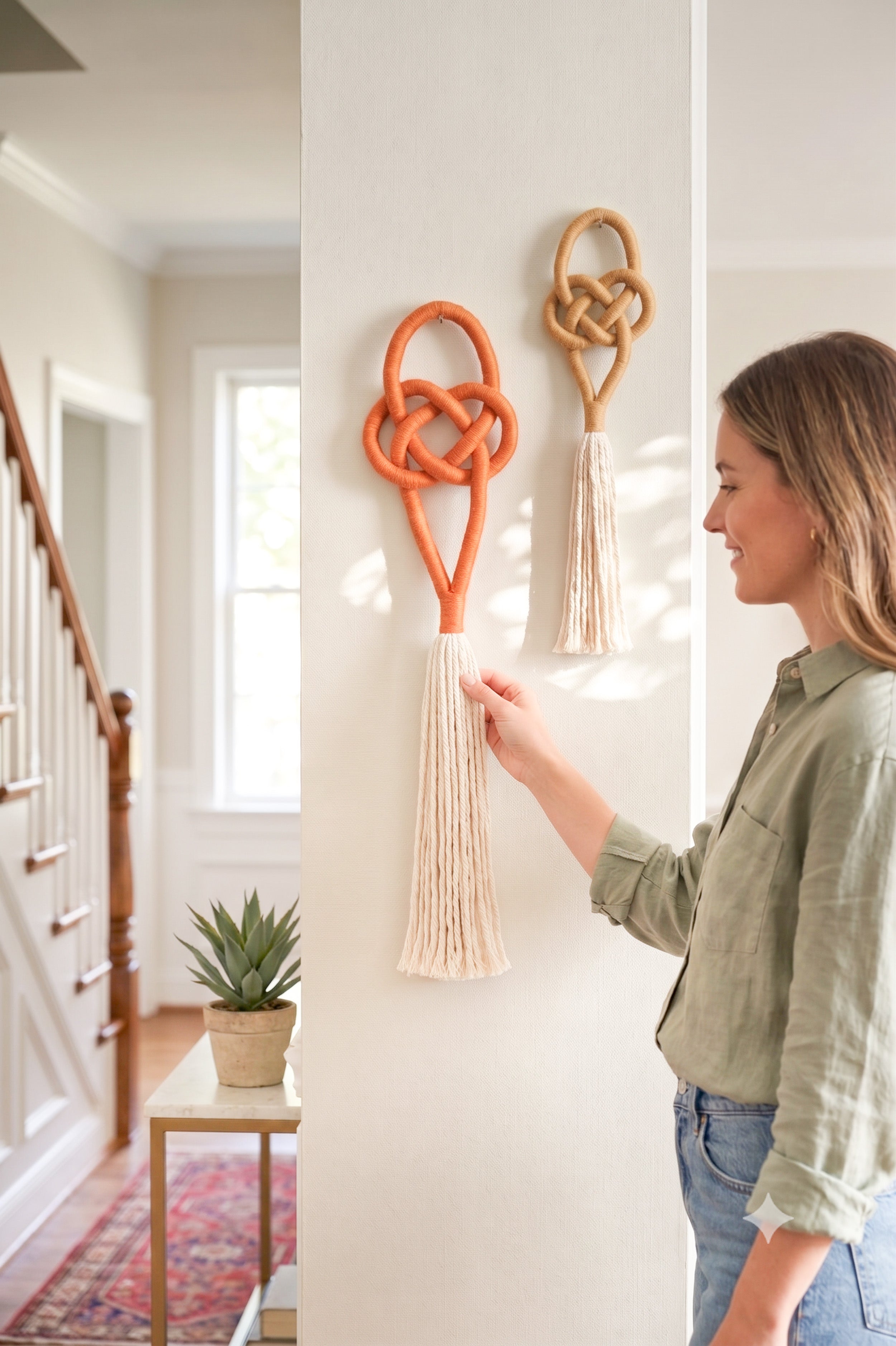 Macrame Knot Wall Hanging Boho Wall Decor for Minimalist Art W50