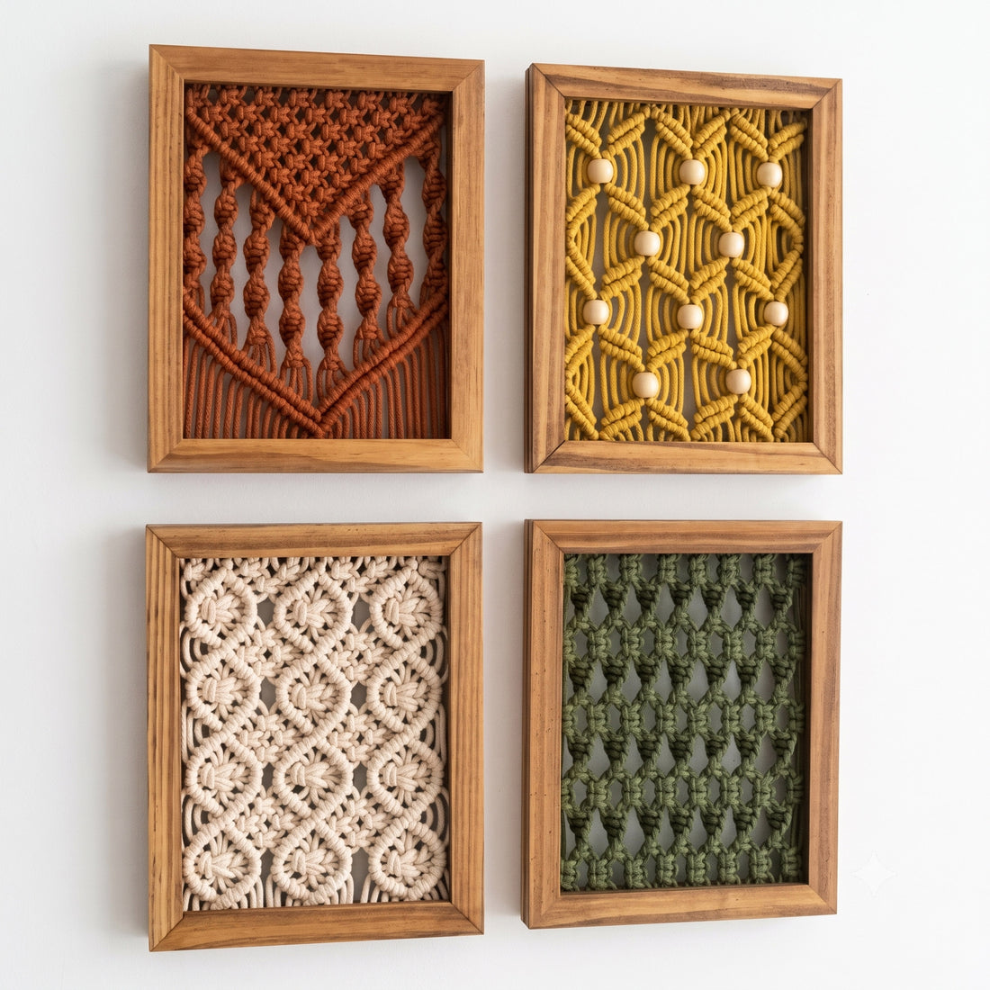 Framed Macrame Wall Hanging Decor with Wall Art Frame U37