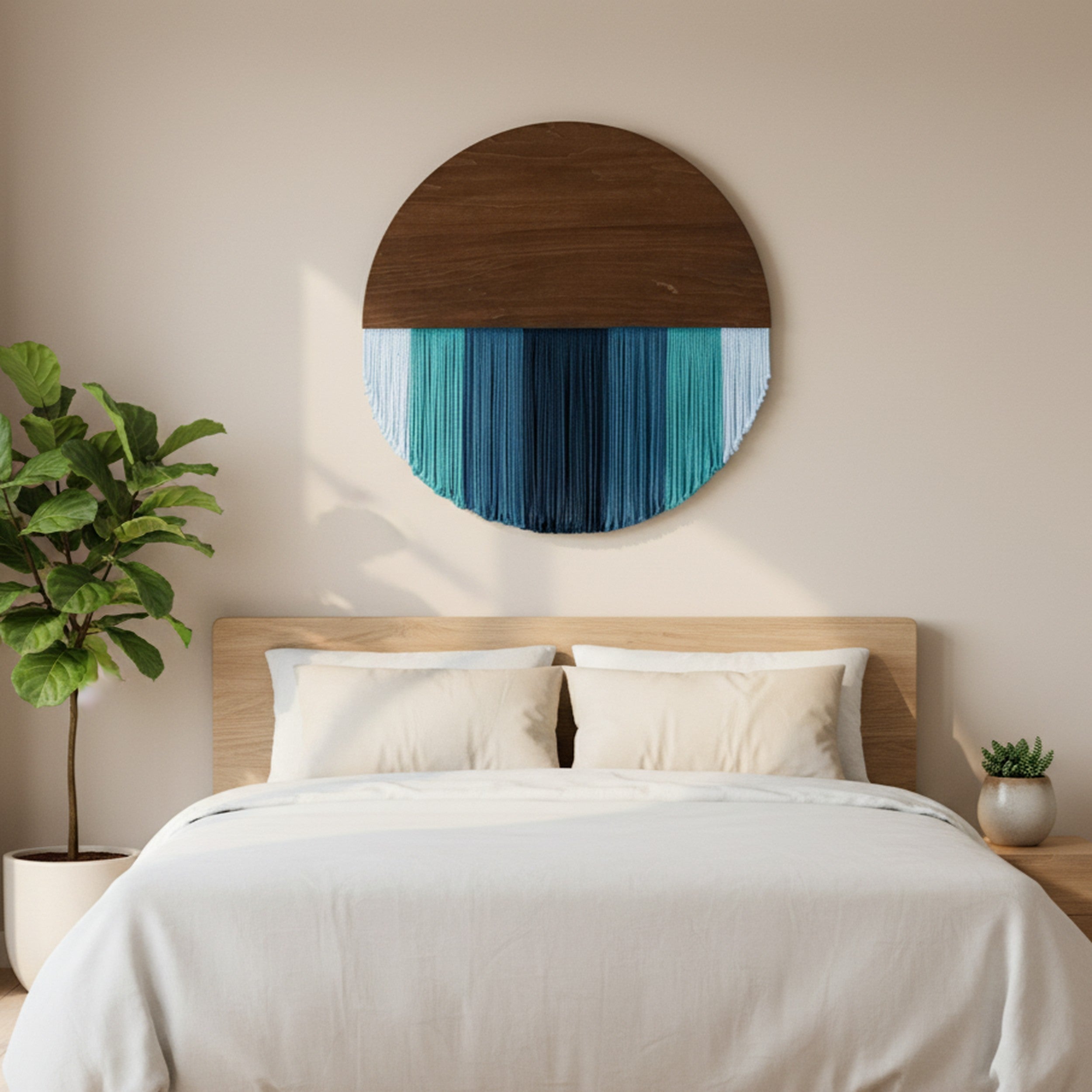 Lunar Memory Wall Hanging – Round Boho Macrame Art for Home V07