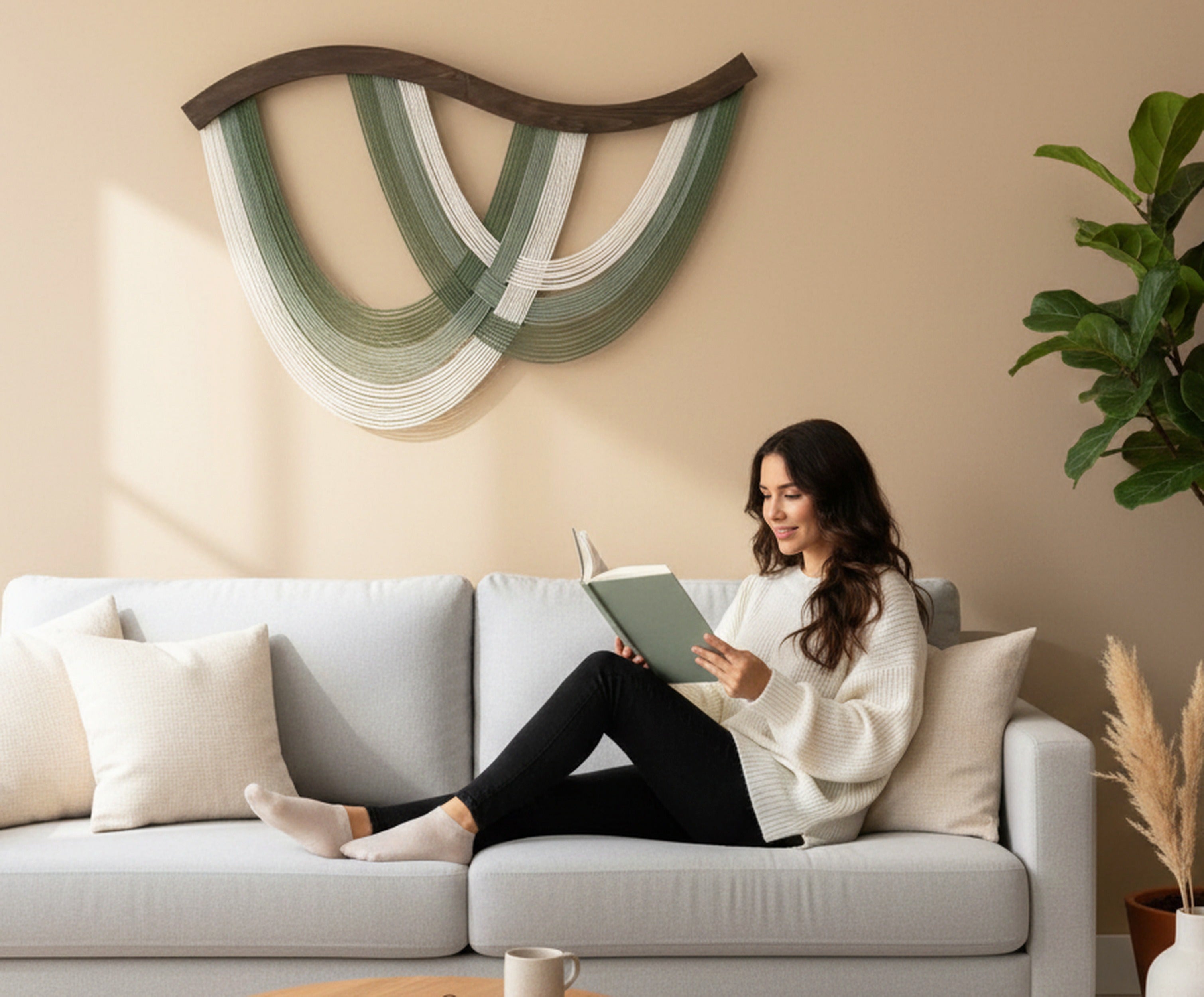 The Flow Wall Hanging – Cotton Macrame Wave Art for Boho Decor V93