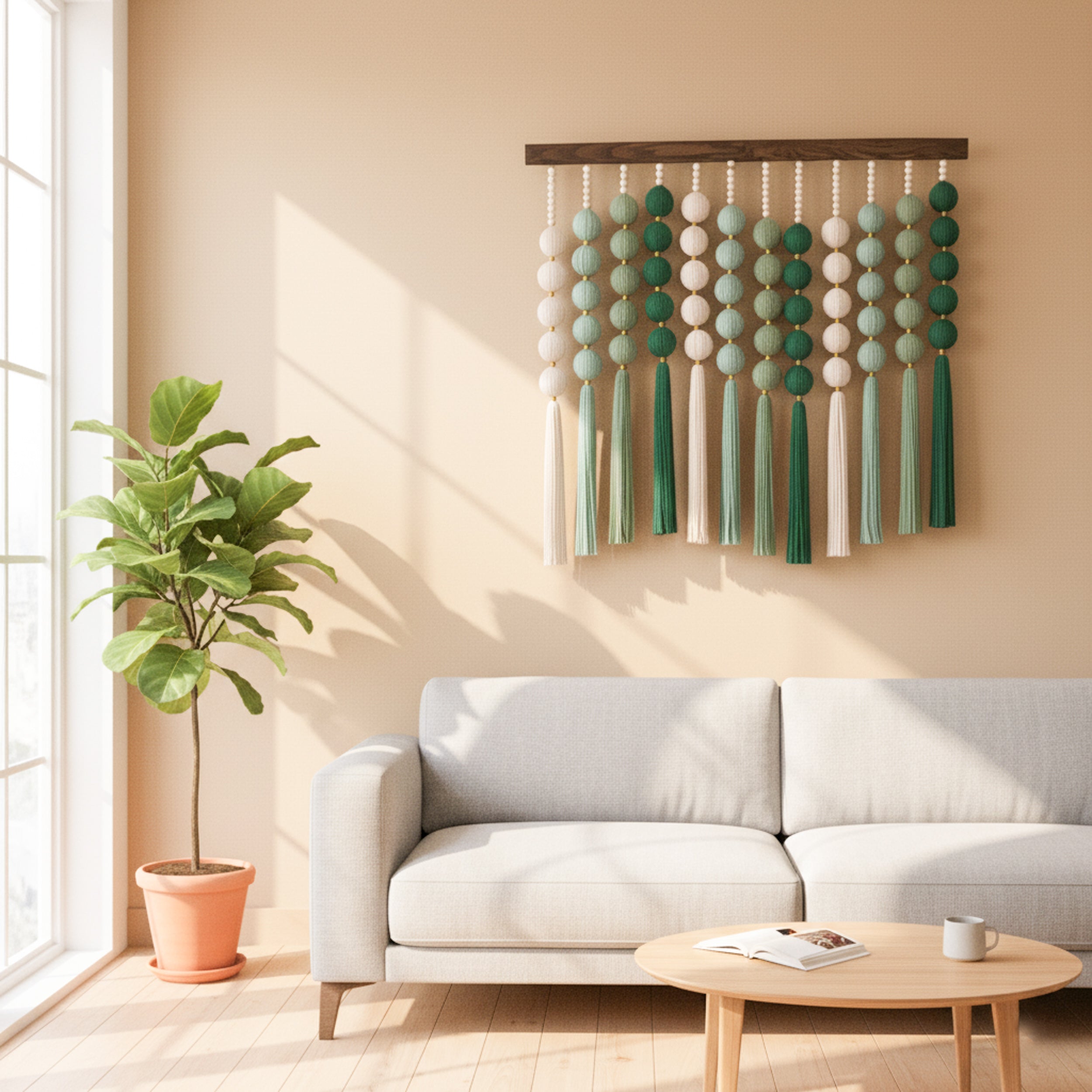 Green Pearls Macrame Wall Hanging – Wall Hanging Decor and Fiber Wall Art U27