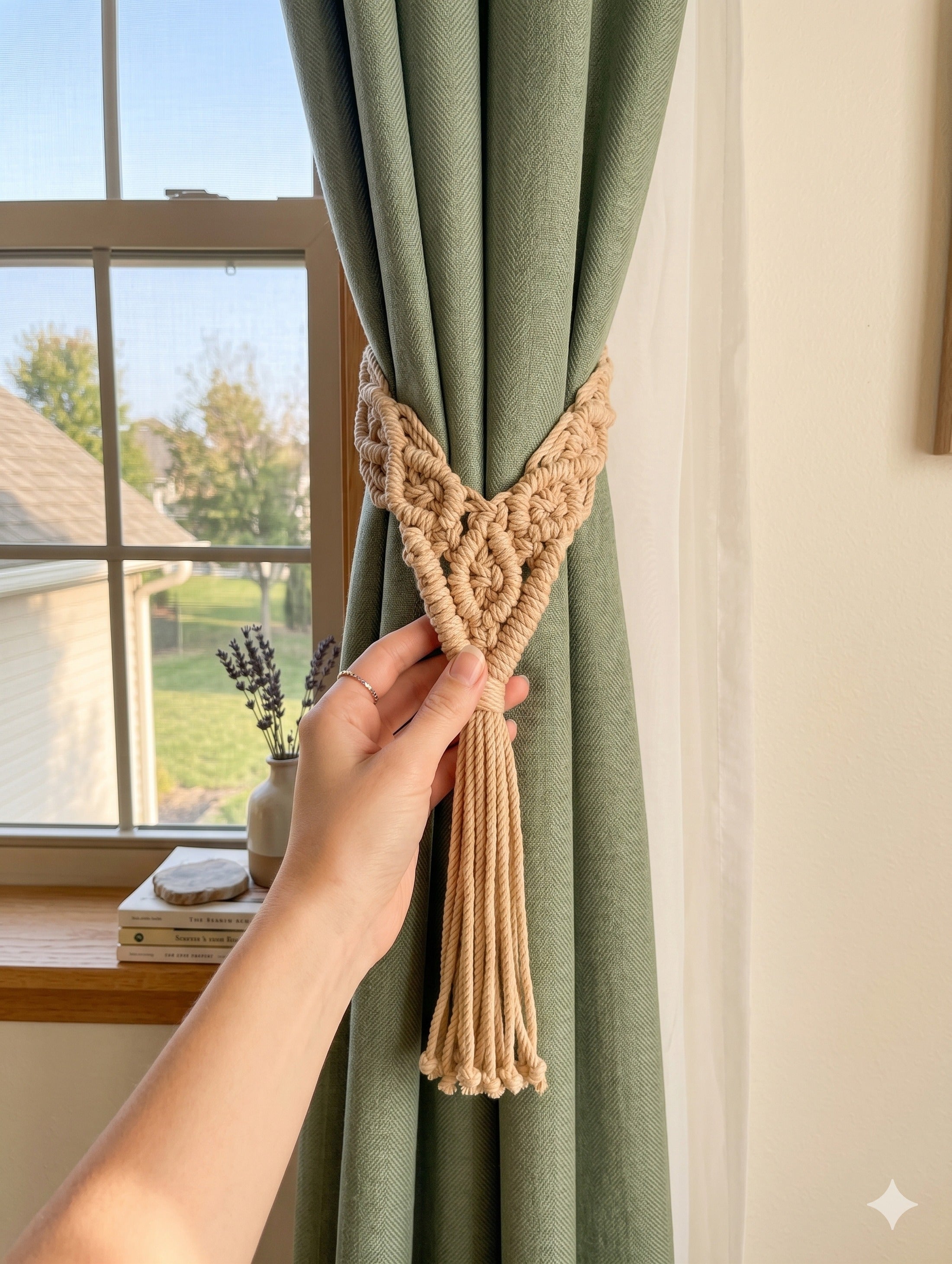 Macrame Curtain Tieback Tassel for Boho Curtain Tiebacks C19