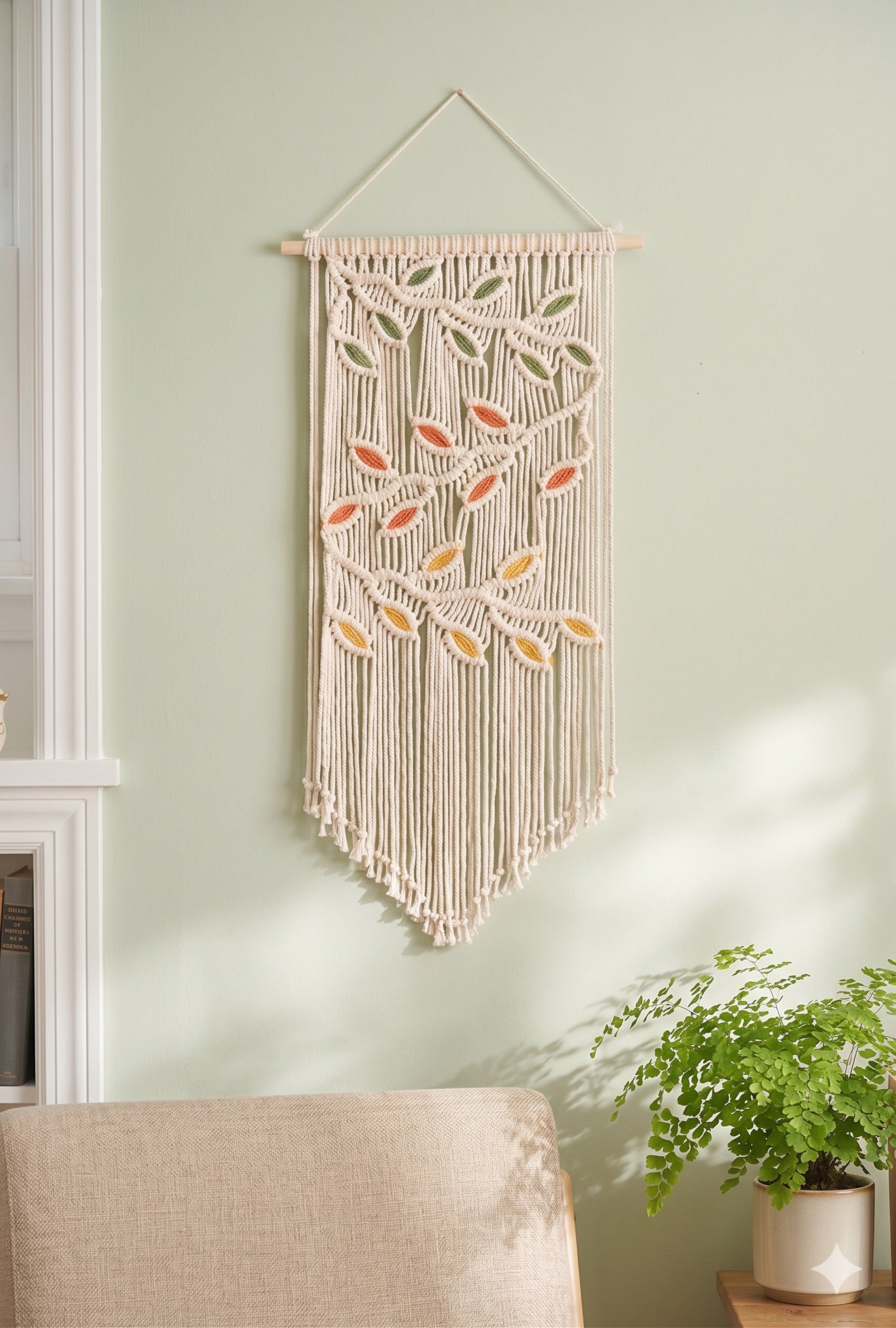 Macrame Wall Hanging Boho Wall Decor with Fiber Wall Art W16