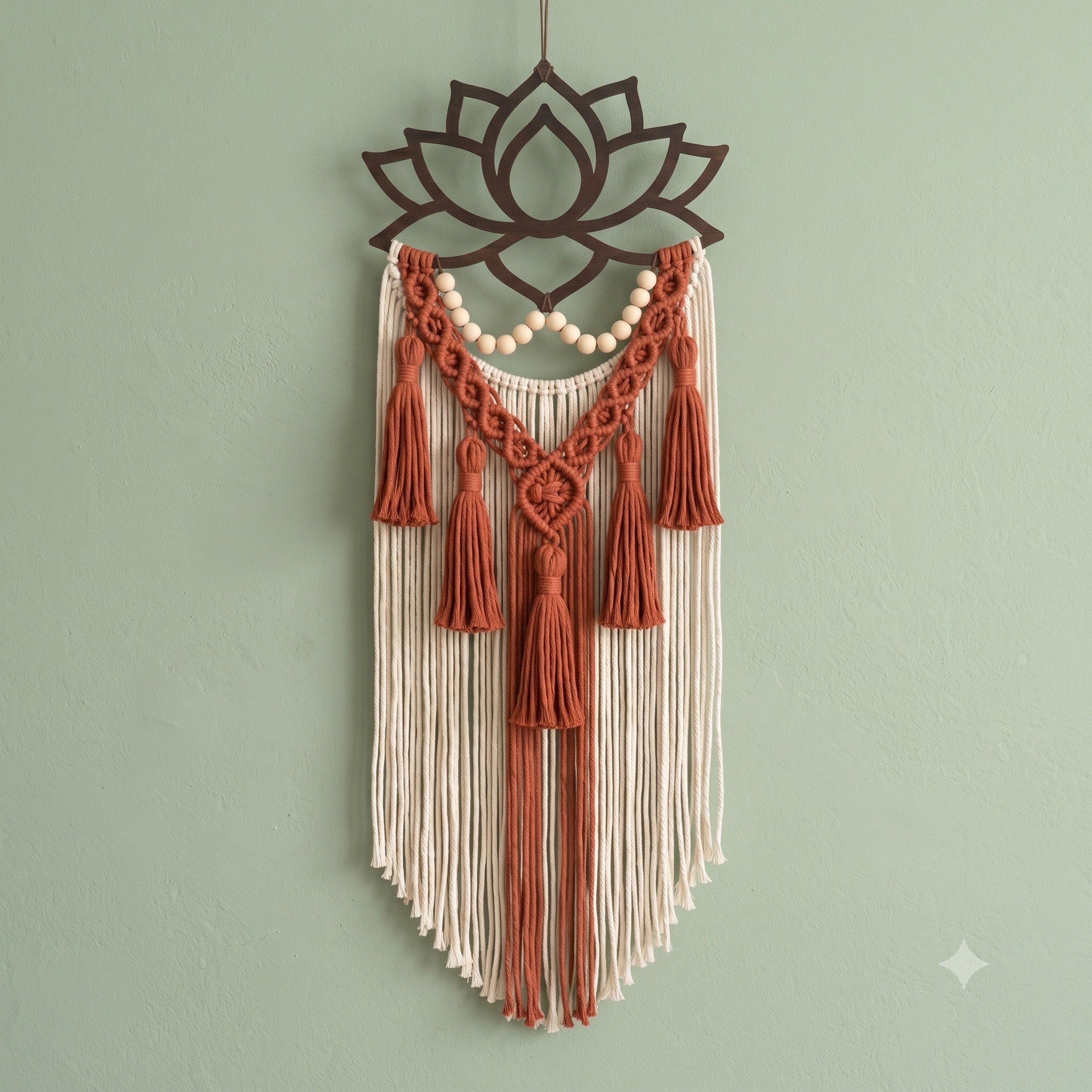 Lotus Macrame Wall Hanging With Tassels for Yoga Decor U20