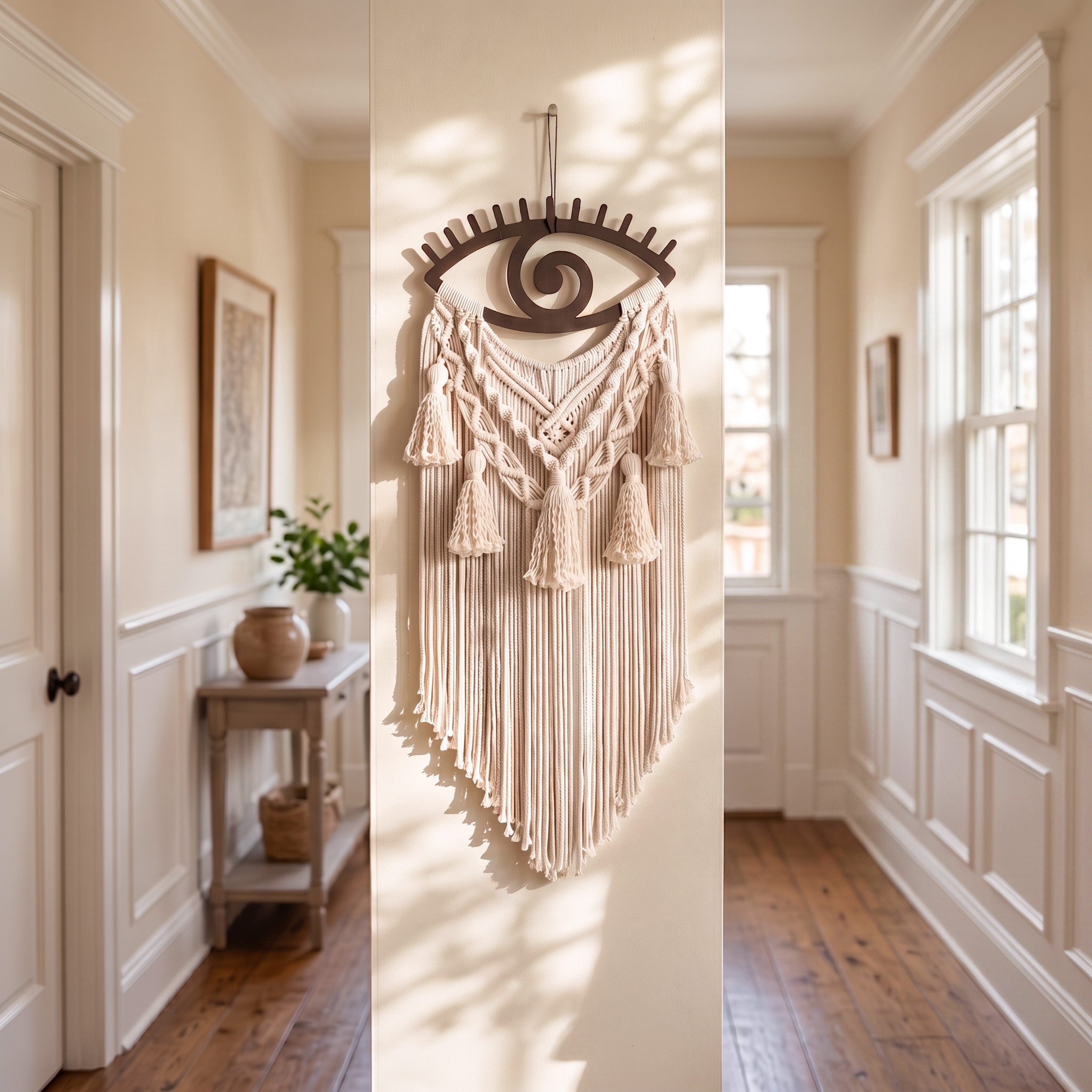 Macrame Evil Eye Wall Hanging for Boho Evil Eye Decor U19