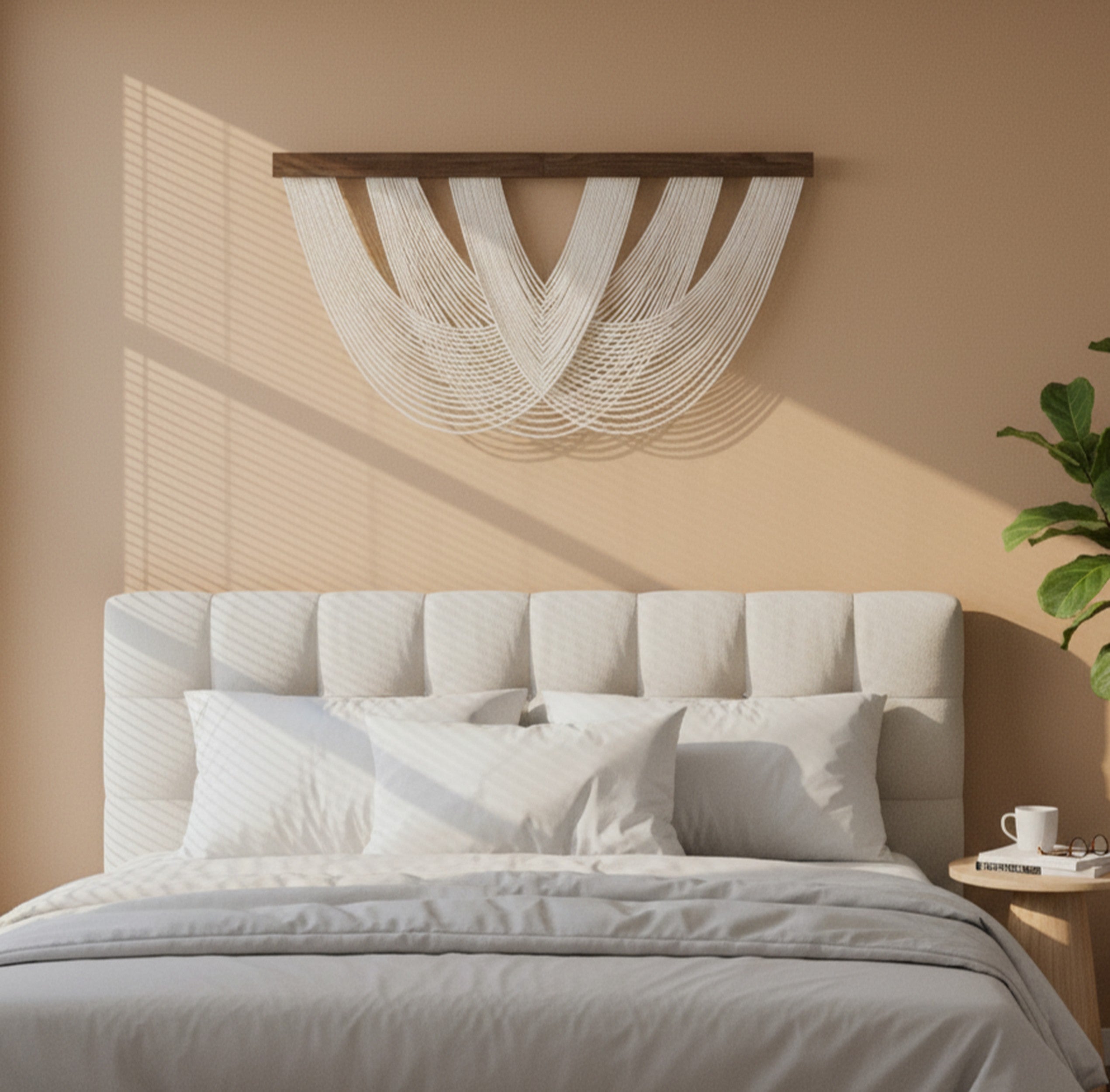 Soft Tangle - Layered Black Yarn Wall Hanging for Modern Decor V28