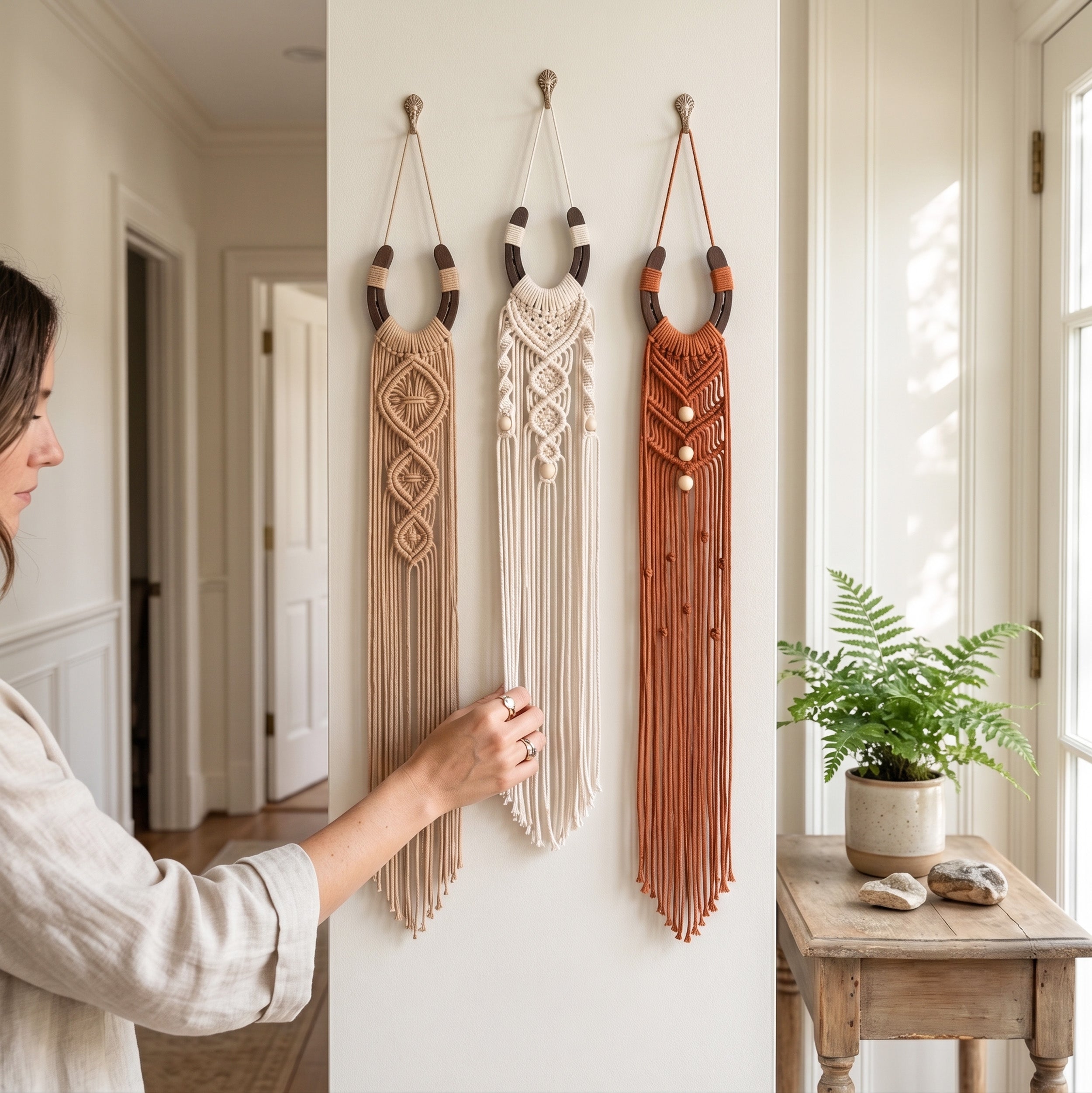 Macrame Horseshoe Wall Hanging Decor Wood Boho Wall Decor U39